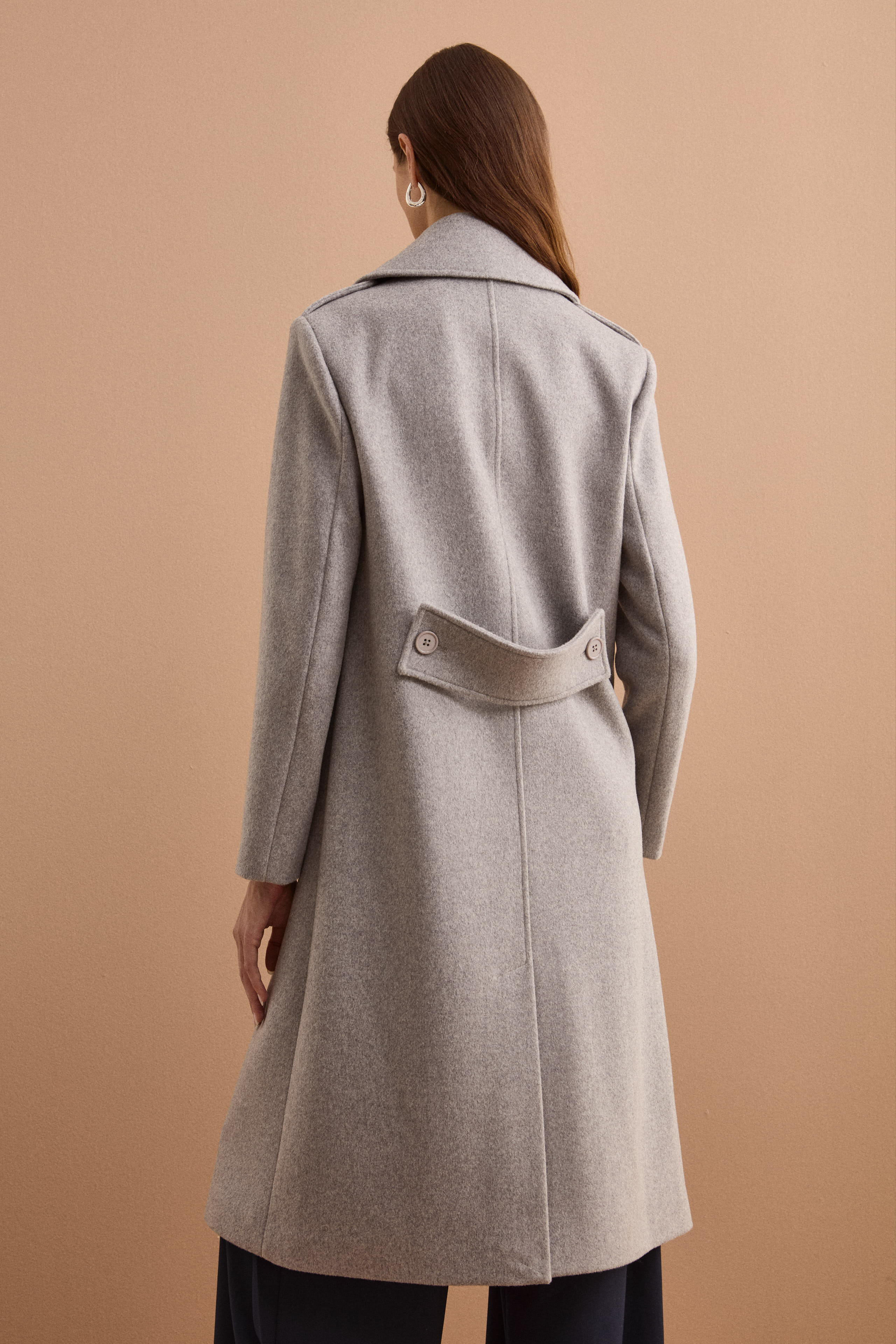Long Double-Breasted Virgin Wool-Blend Coat - GREY