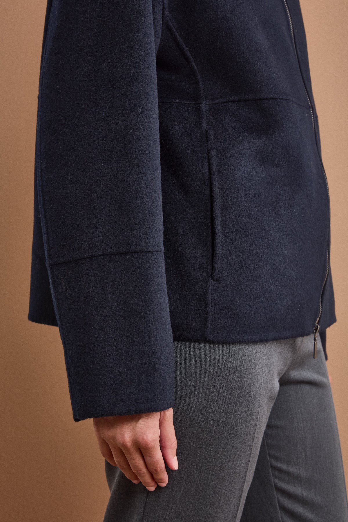 Unlined Wool-Blend Boxy Zip Bomber Jacket - BLUE