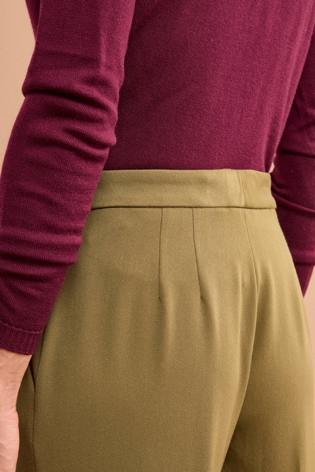 Pantalon Élégant à Jambes Larges - Vert olive