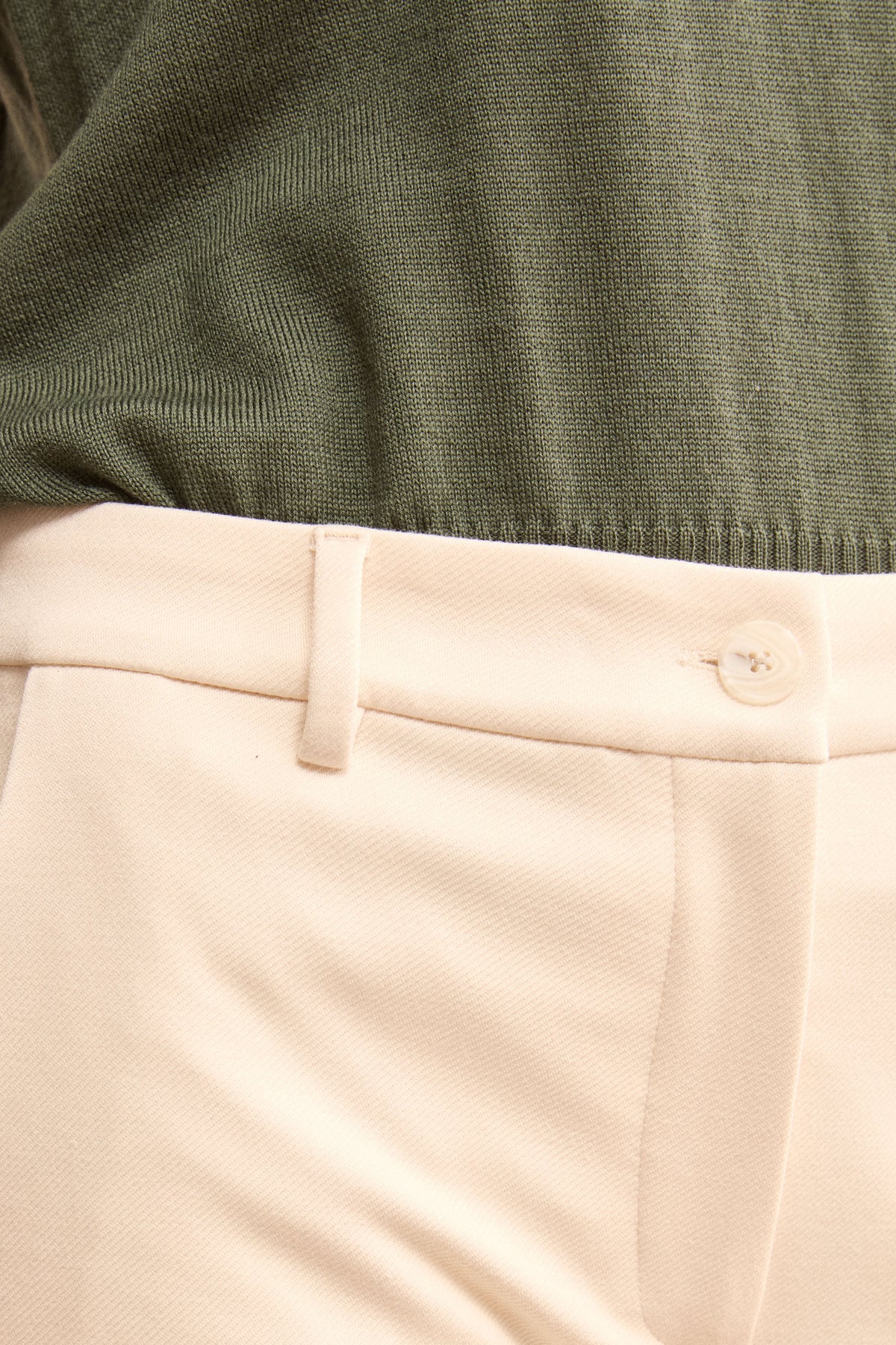 Slim-Fit-Hose mit Umschlag aus Milano-Strick - CREAM