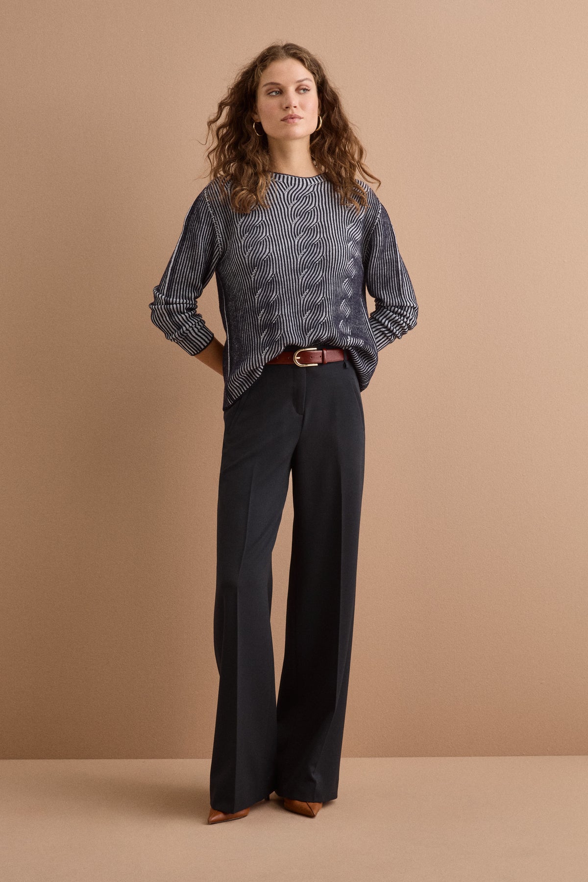 Pantalone Regular Fit a Gamba Larga - BLU