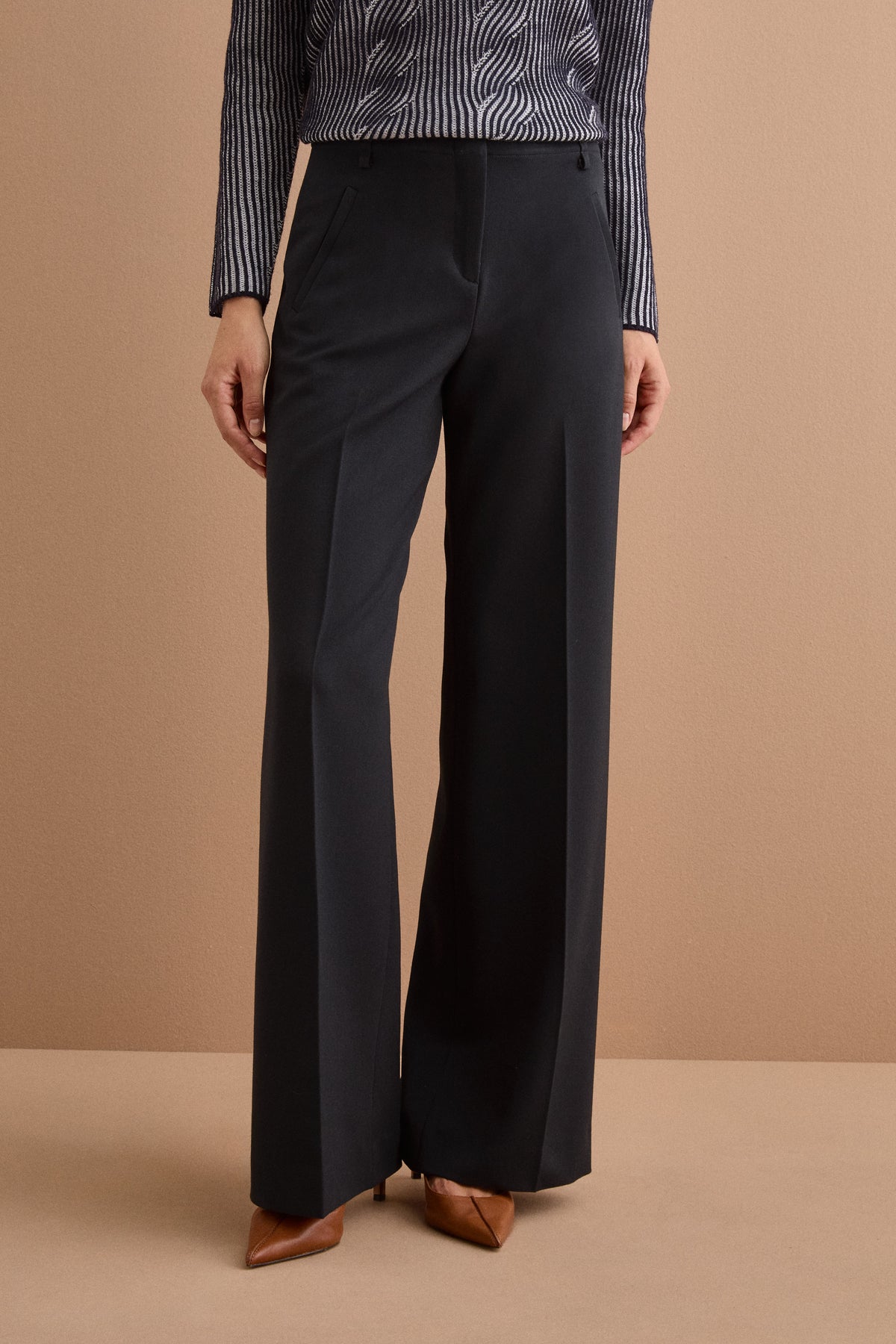 Pantalone Regular Fit a Gamba Larga - BLU