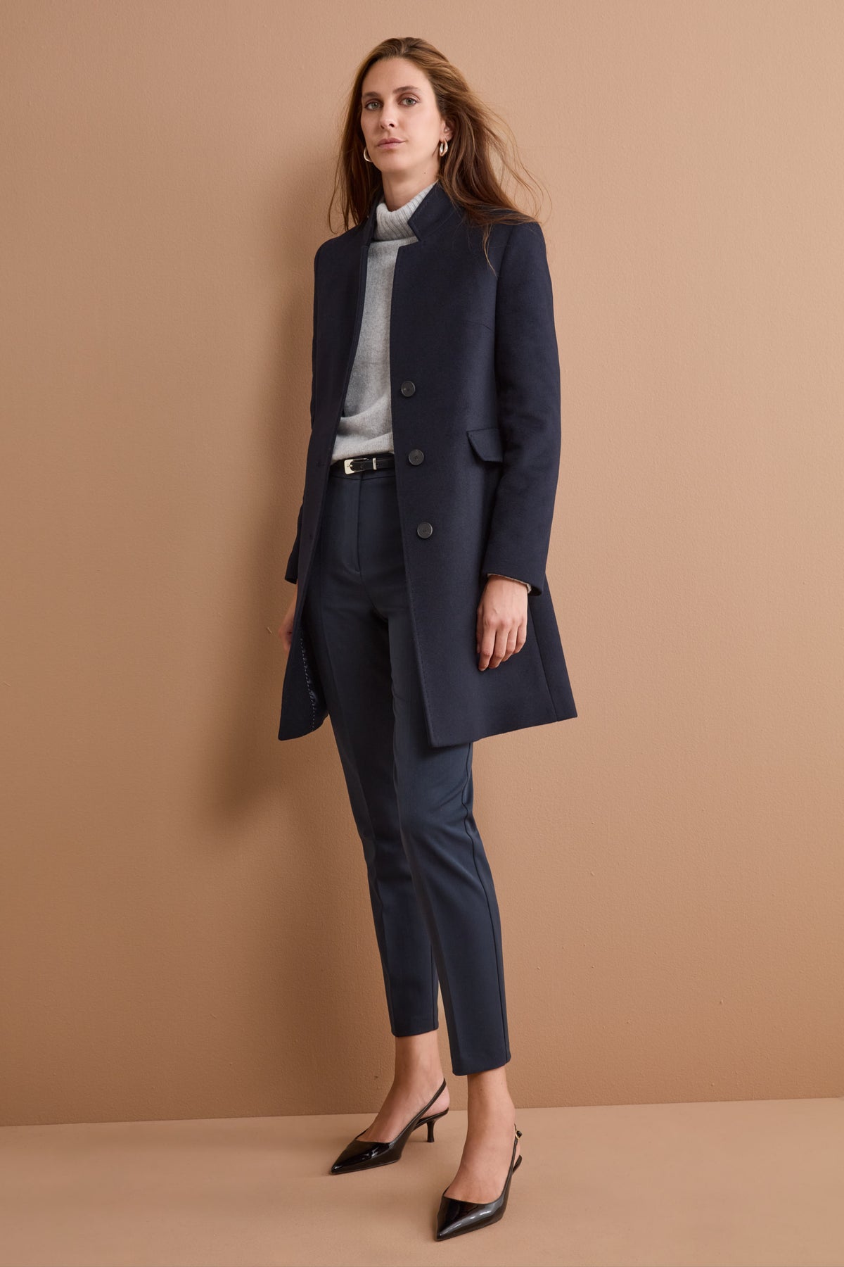 Regular Fit Cigarette Trousers - BLUE