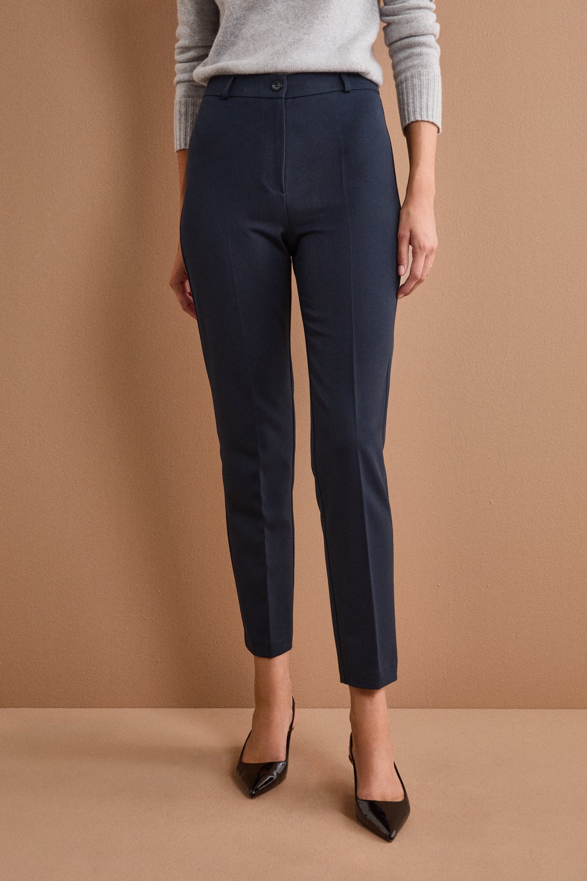Regular Fit Cigarette Trousers - BLUE