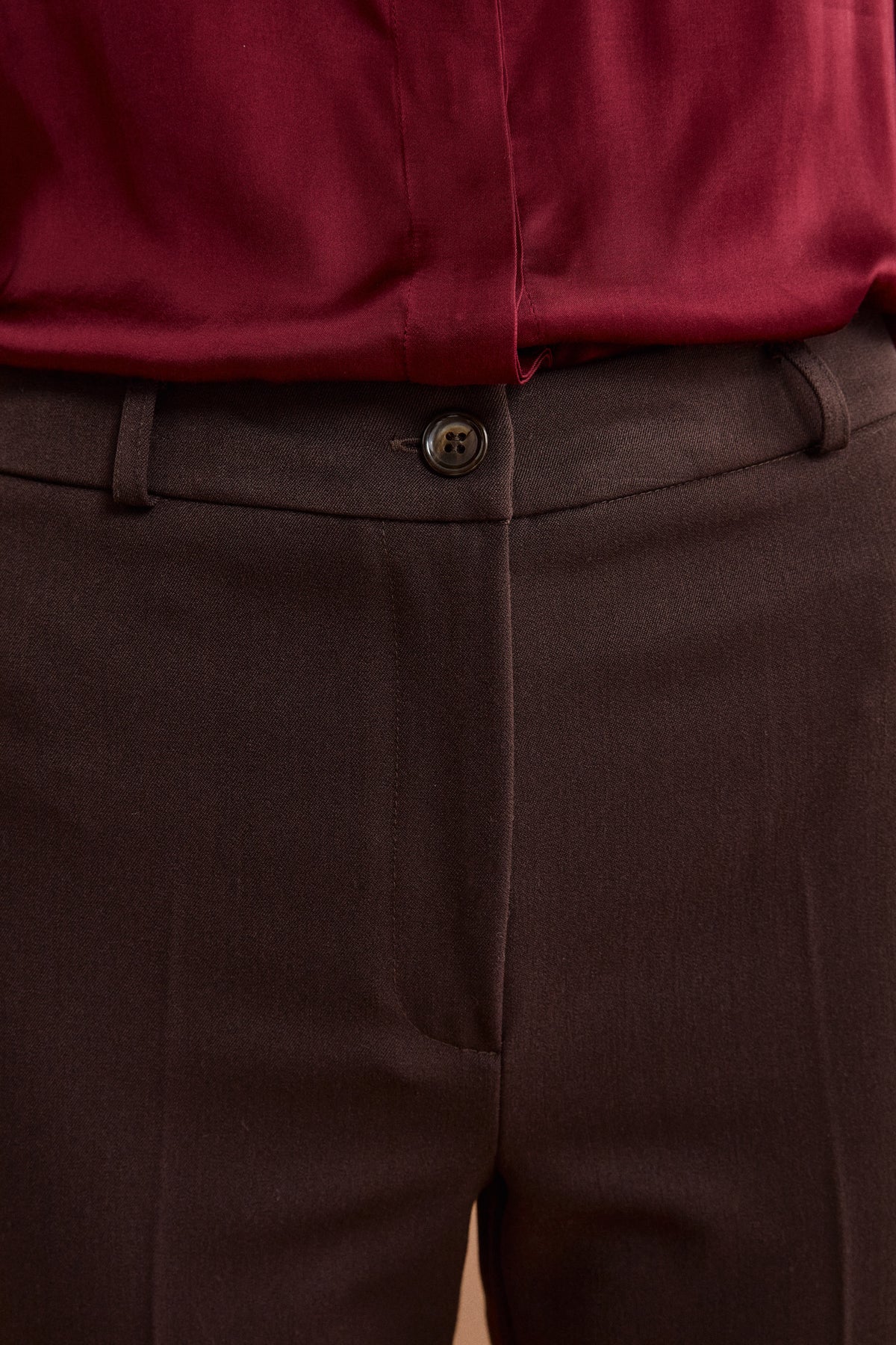 Regular Fit Cigarette Trousers - Dark brown