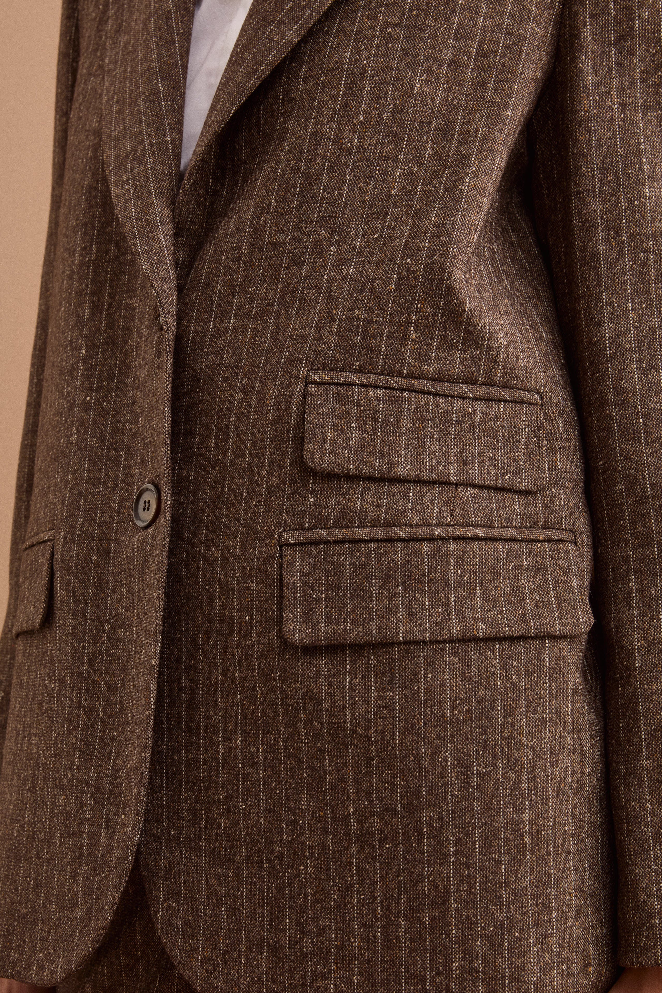 Single-Breasted Lined Wool and Silk Jacke - -