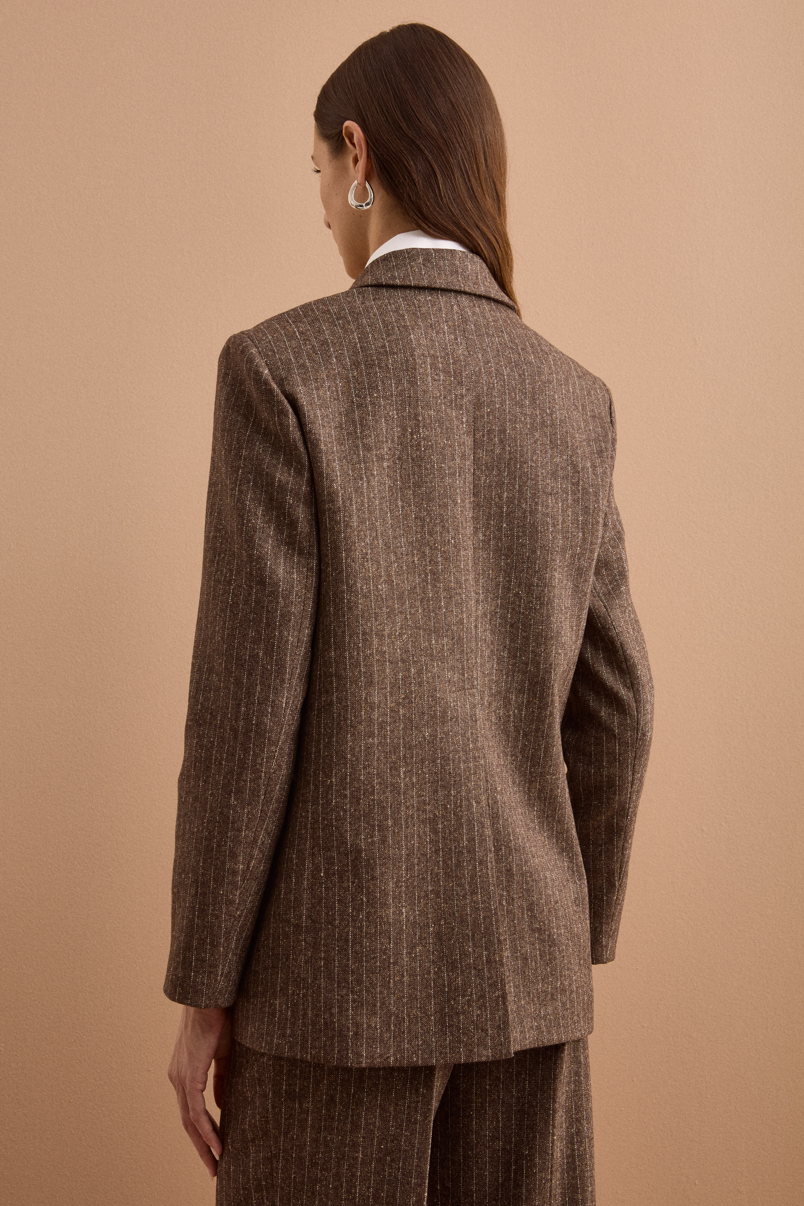 Single-Breasted Lined Wool and Silk Jacke - -