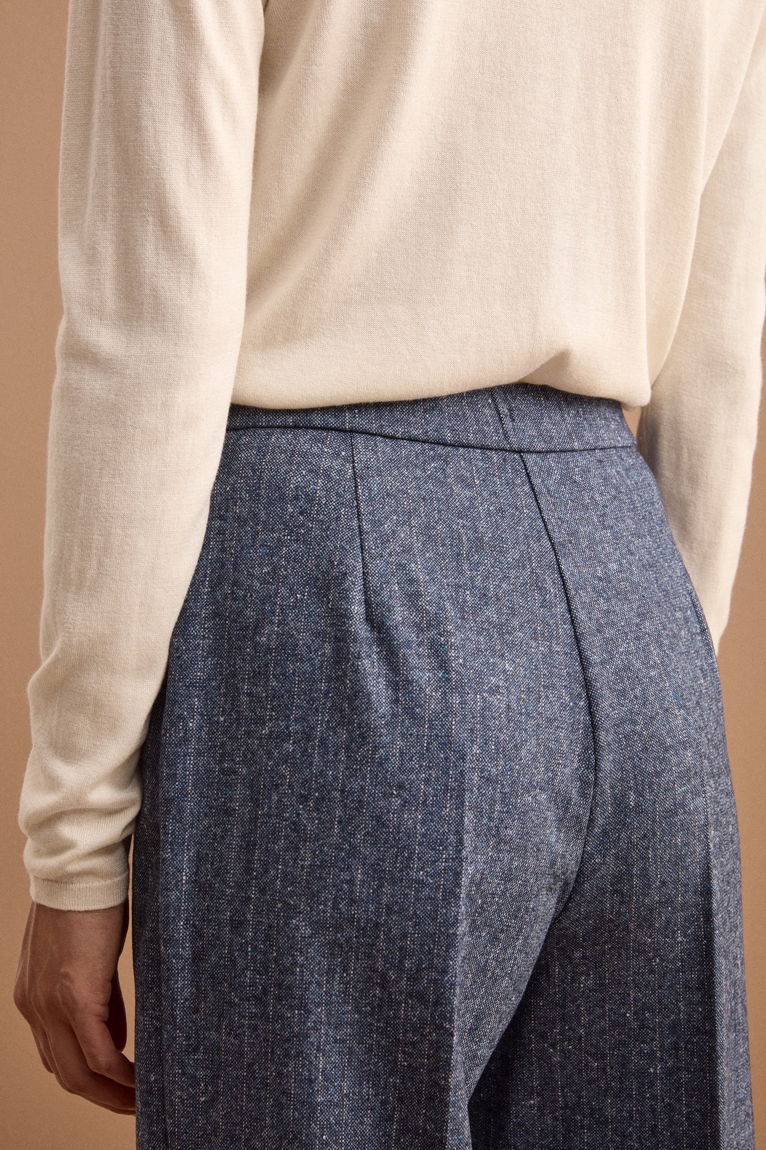 Palazzo-Hose aus Wollmix - Blauer Pinstrip