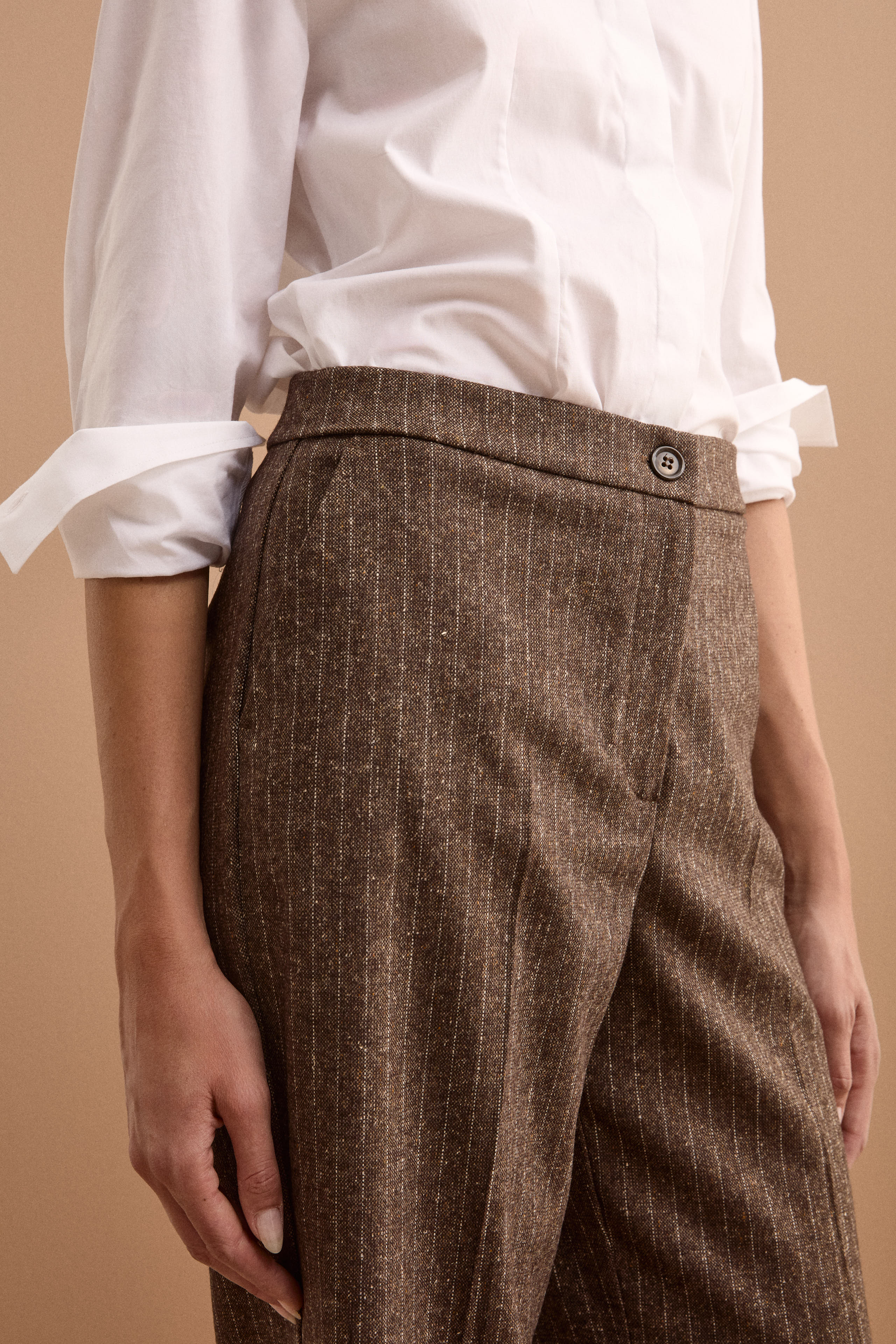 Wool-Blend Palazzo Trousers - -
