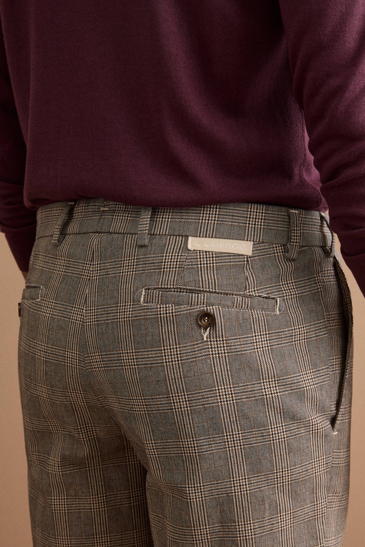 Herren Karierte Chinohose aus Baumwollmix - -