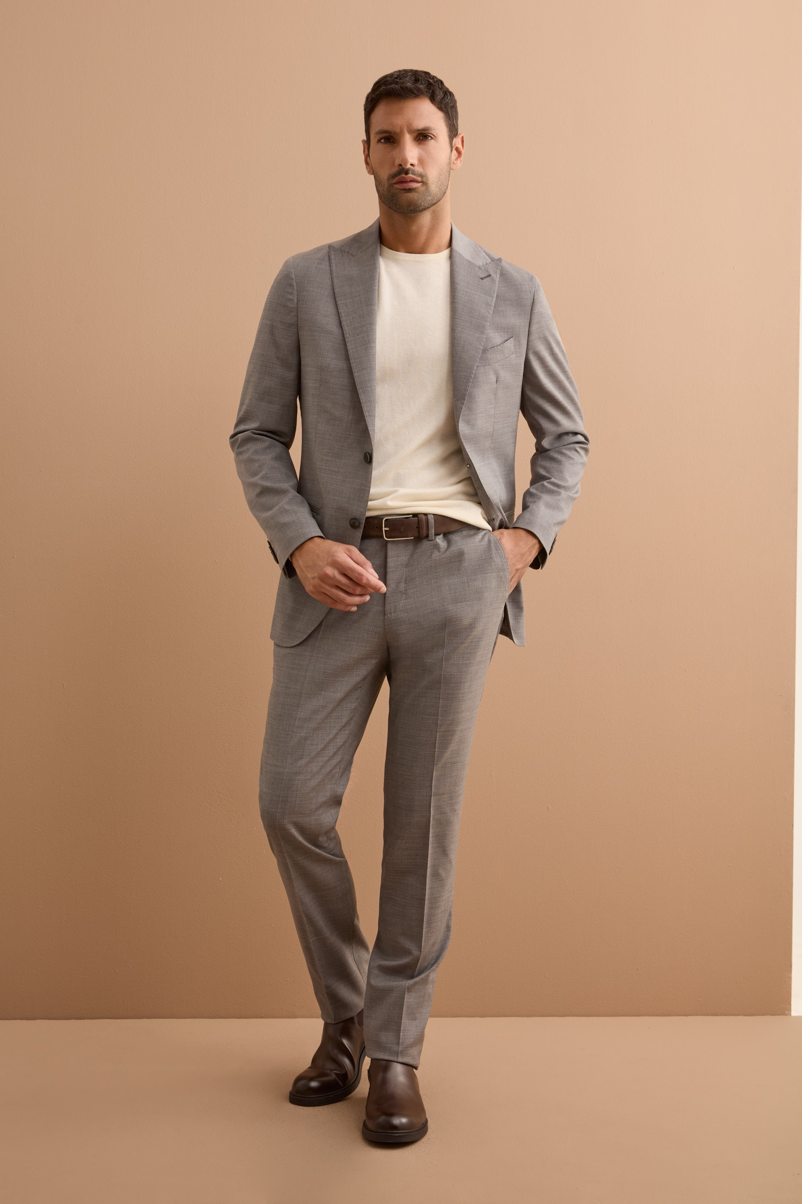 Abito Monopetto Slim Fit in Pura Lana Vergine Nobility - GRIGIO