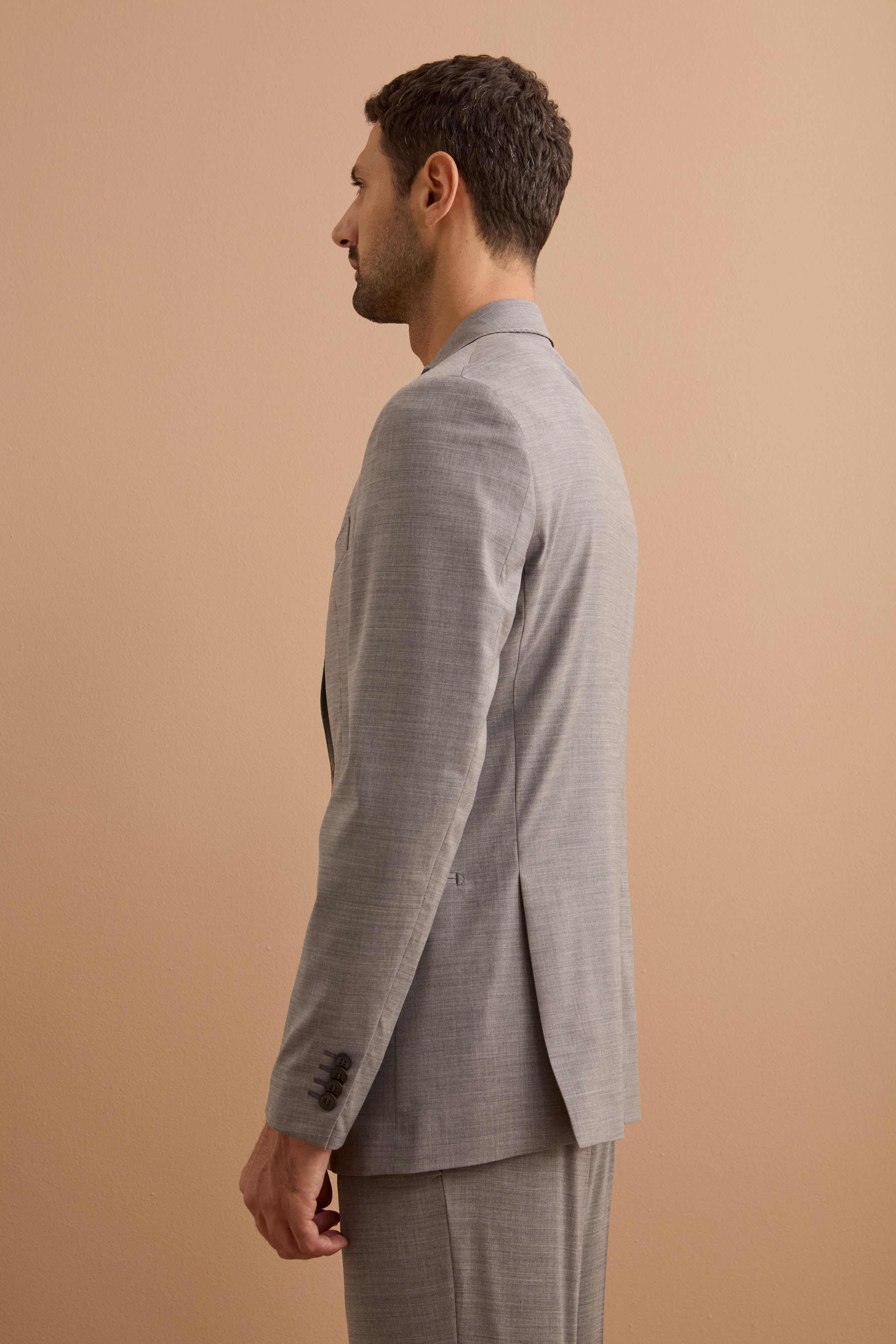 Abito Monopetto Slim Fit in Pura Lana Vergine Nobility - GRIGIO