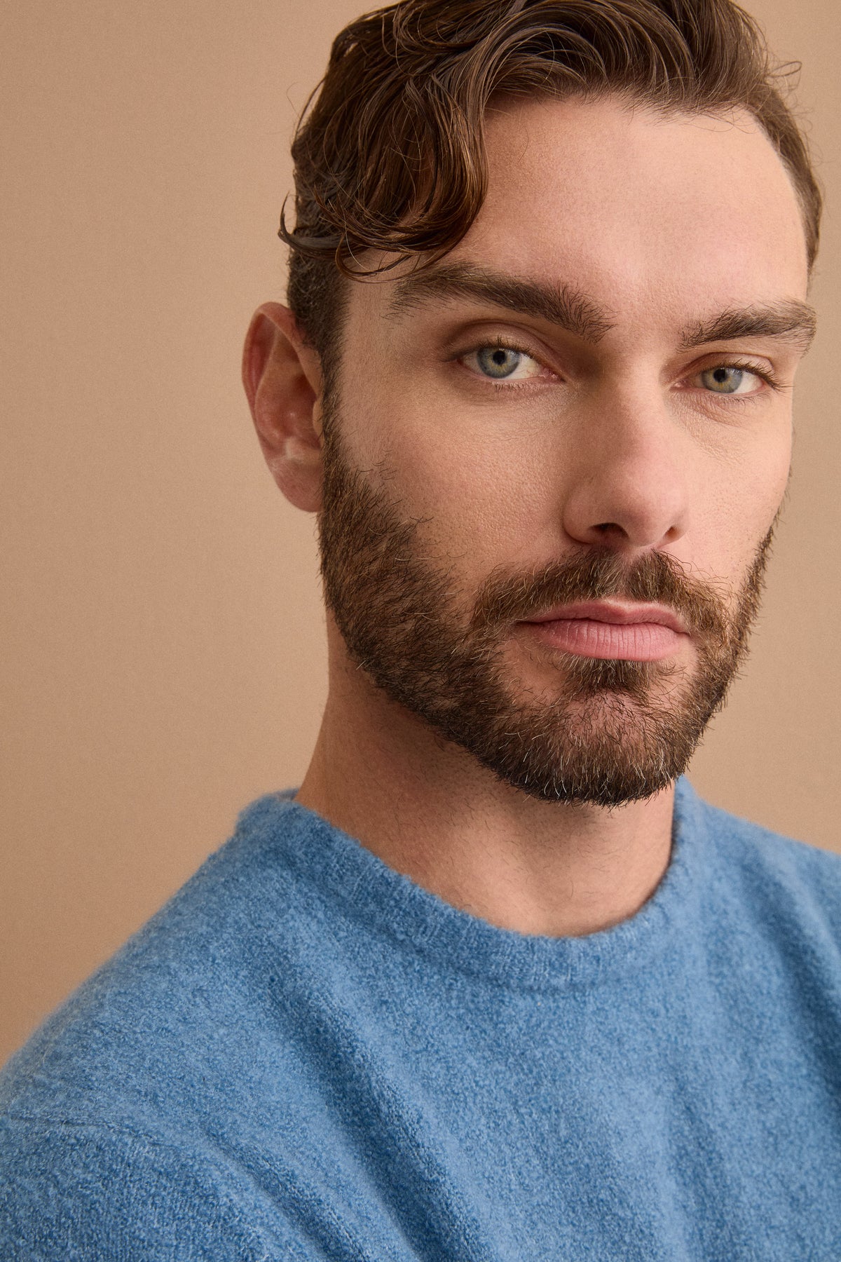 Pull Col Rond en Mélange de Laine et Cachemire - DENIM