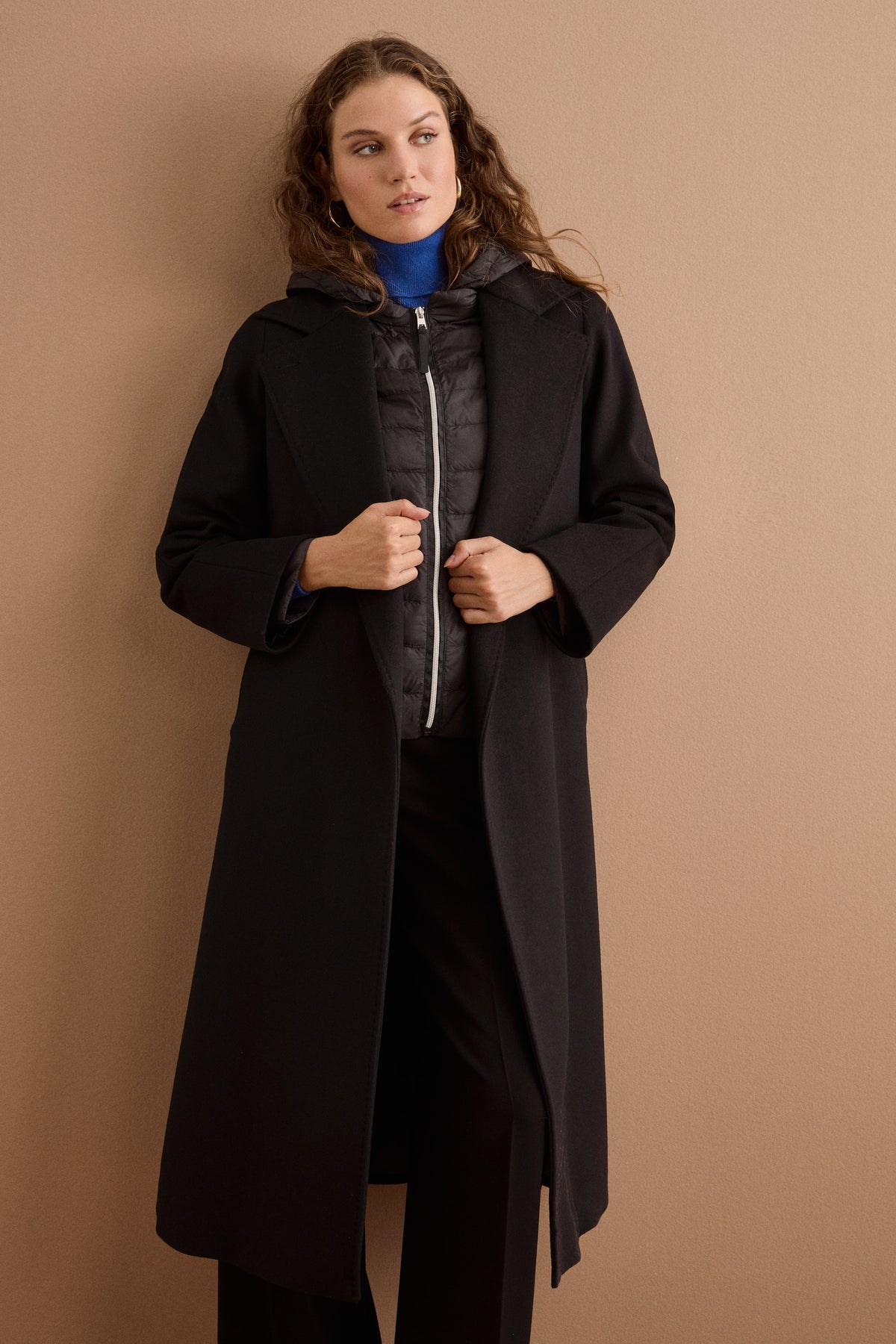 Piumino Regular Fit con Cappuccio Removibile - NERO
