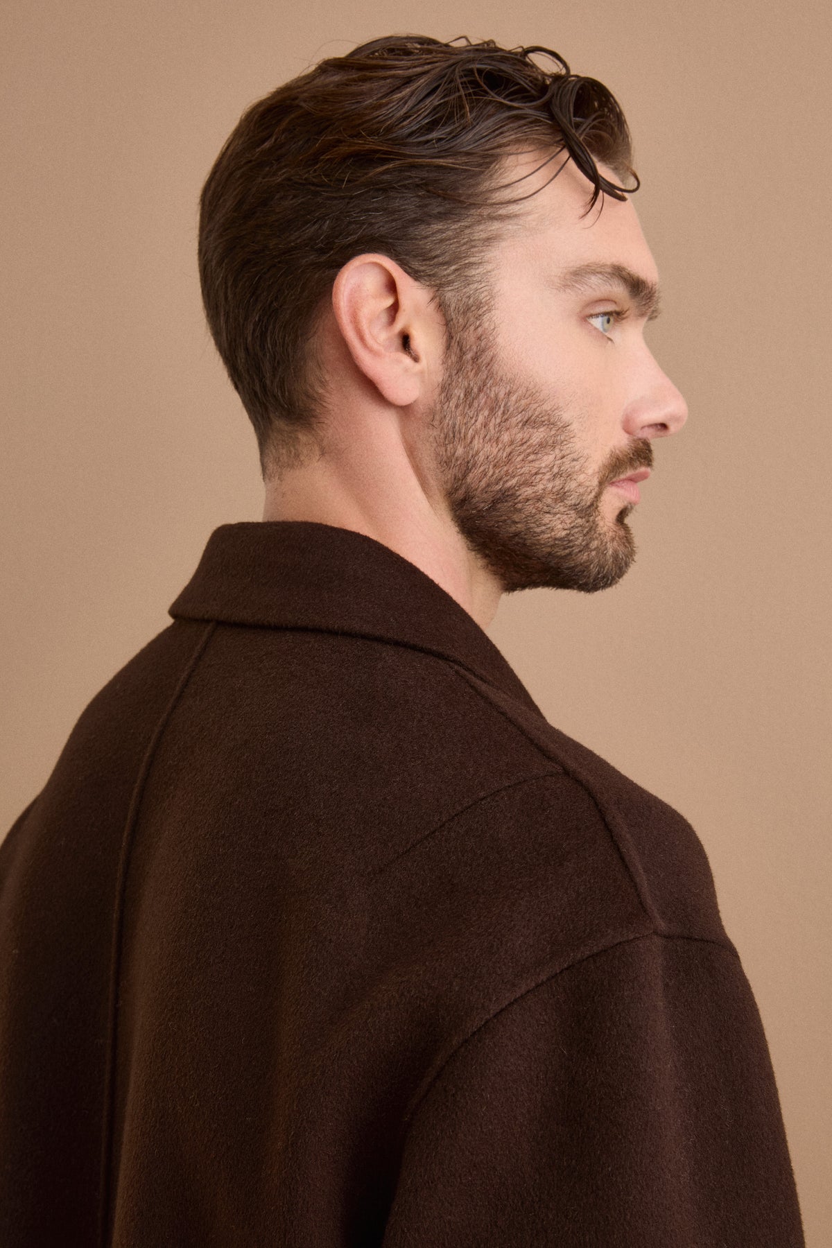 Men’s Oversized Single-Breasted Wool Coat - brown