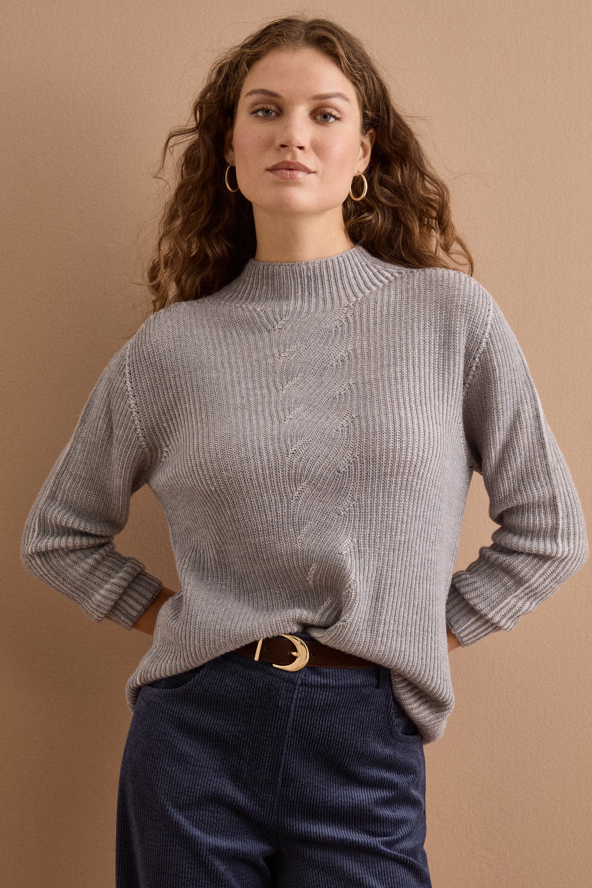 Lupetto Vanisé con Treccia in Lana - GRIGIO
