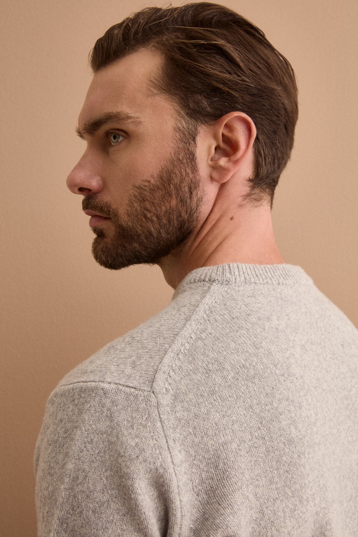 Pull Homme Col Rond en Pure Laine Mérinos Mouliné - GRIS