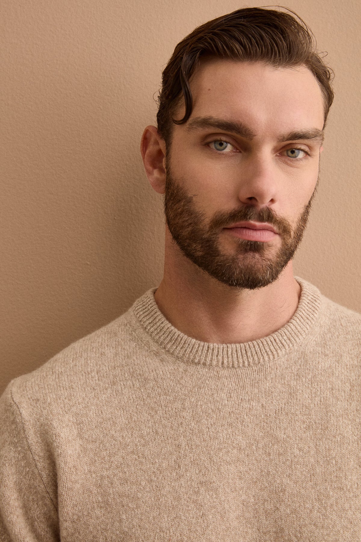 Girocollo Mouliné in Pura Lana Merino - BEIGE MELANGE