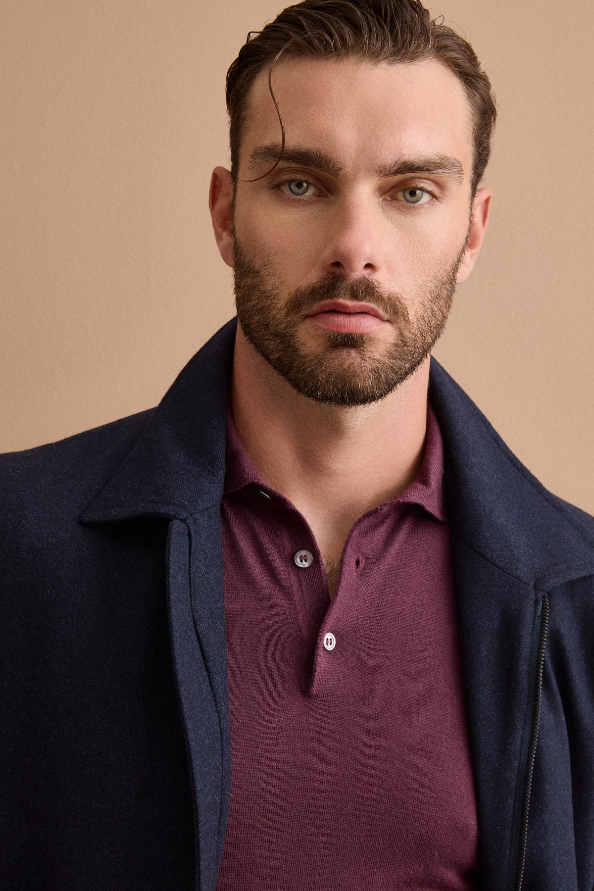 Herren Overshirt-Jacke aus Wollmix mit Steppfutter - Blau meliert