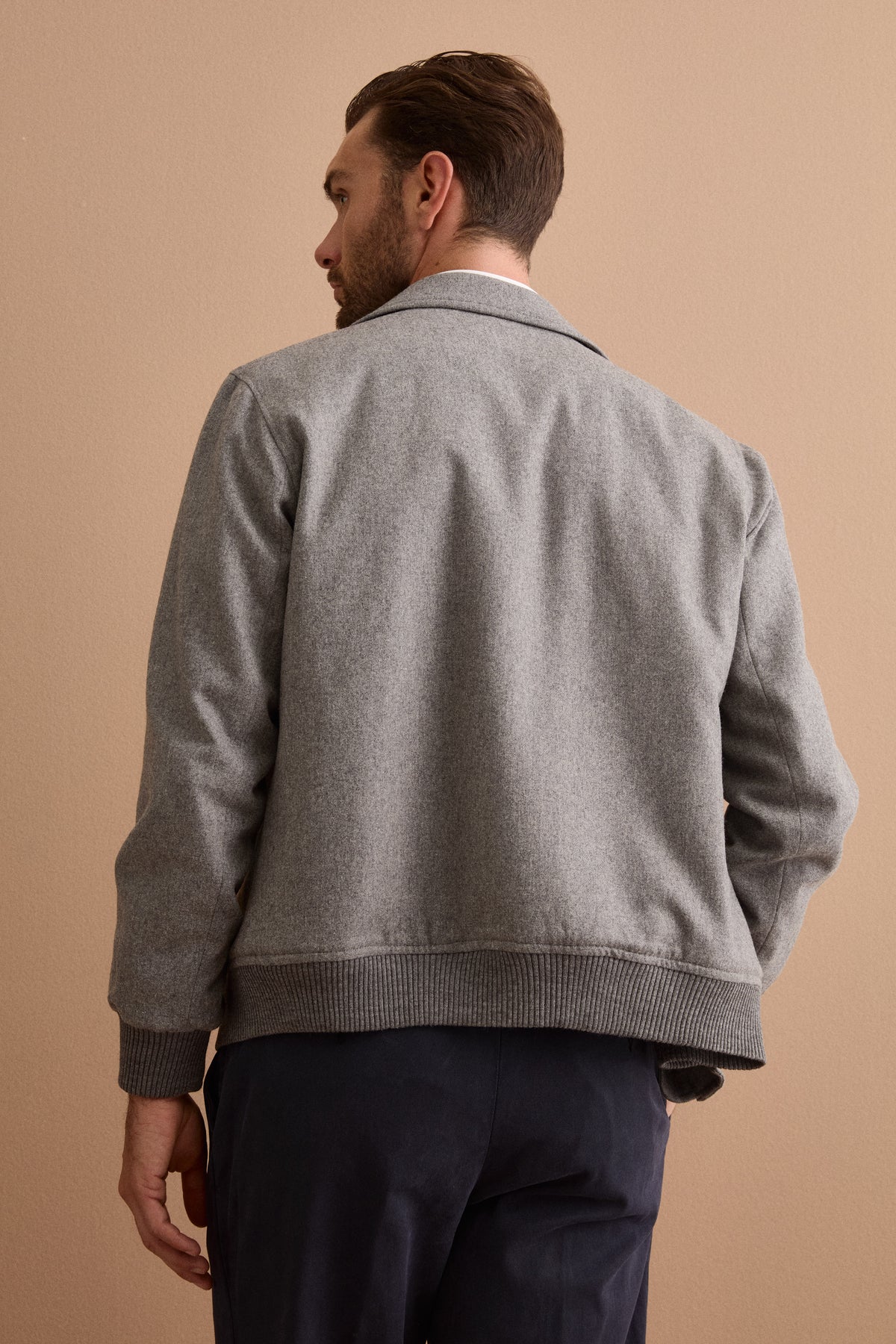 Giubbino Overshirt in Misto Lana con Trapunta - GRIGIO MELANGE