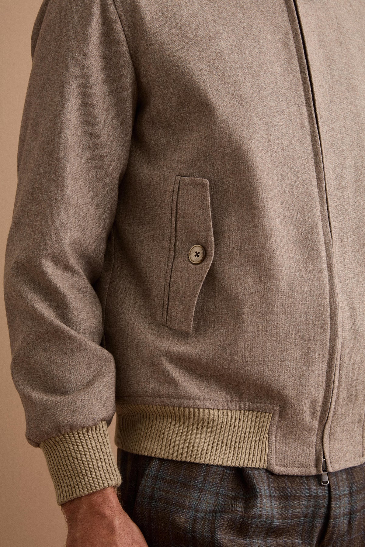 Giubbino Overshirt in Misto Lana con Trapunta - NOCCIOLA MELANGE