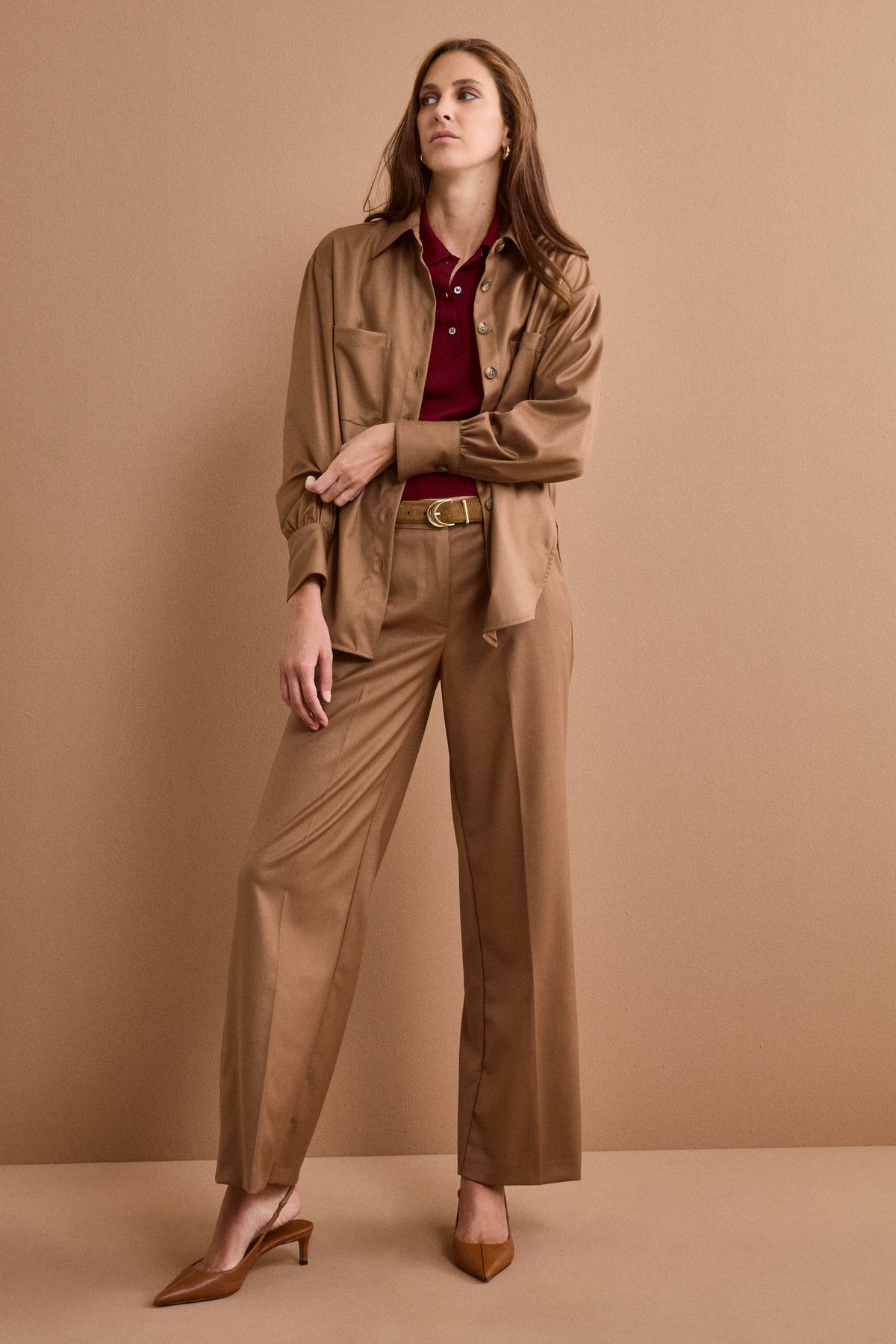 Overshirt-Hemd mit Taschen - Kamel