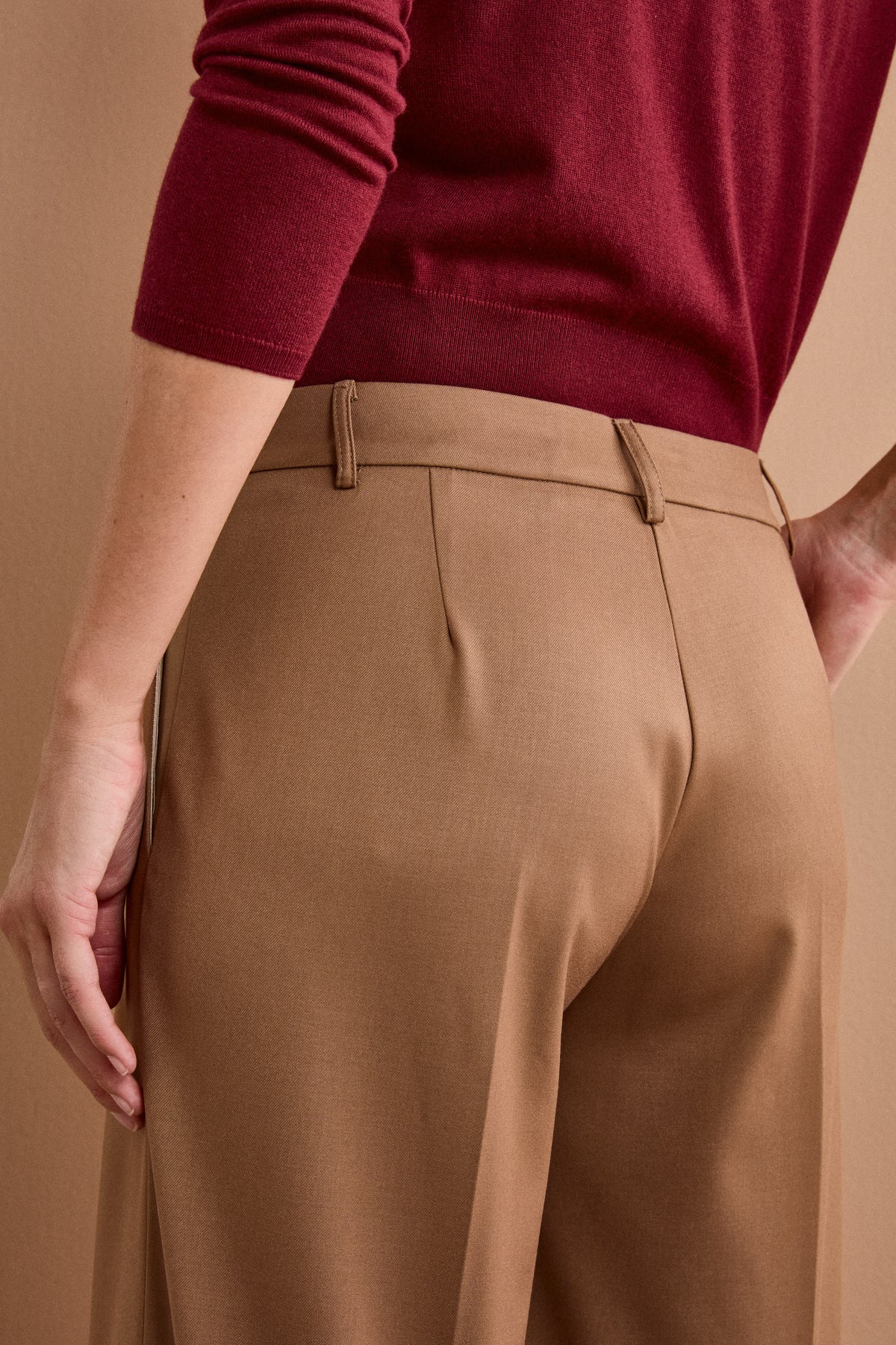 Palazzo-Hose mit Eingrifftaschen - Kamel
