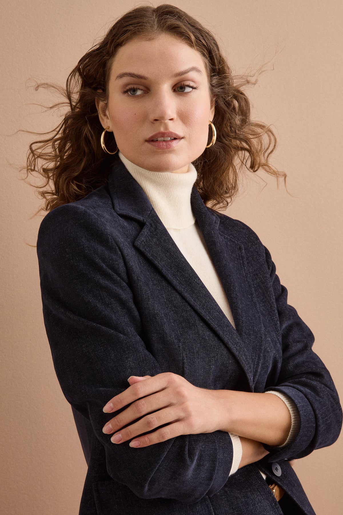 Giacca Fantasia Denim in Velluto - BLU