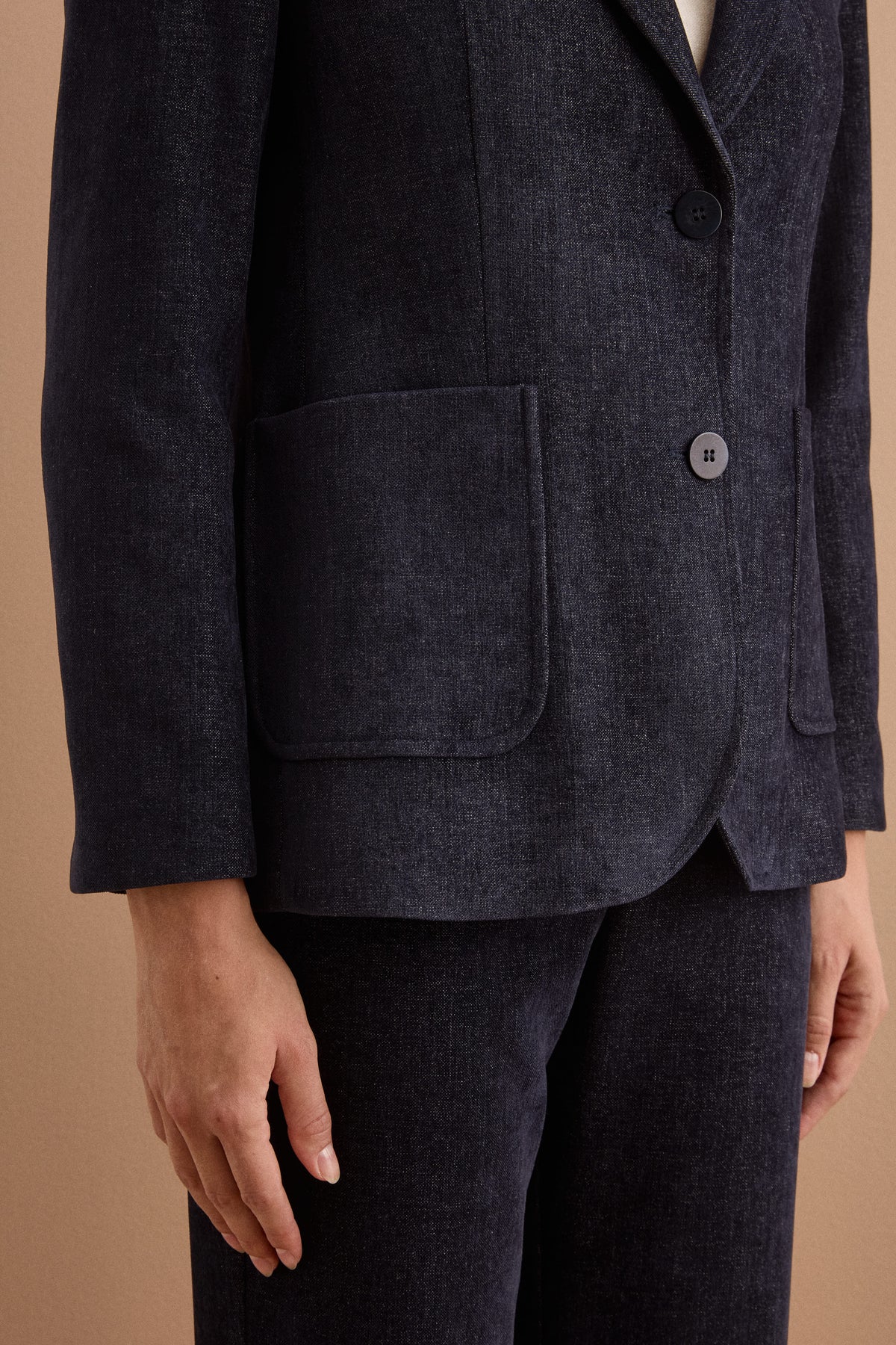 Giacca Fantasia Denim in Velluto - BLU