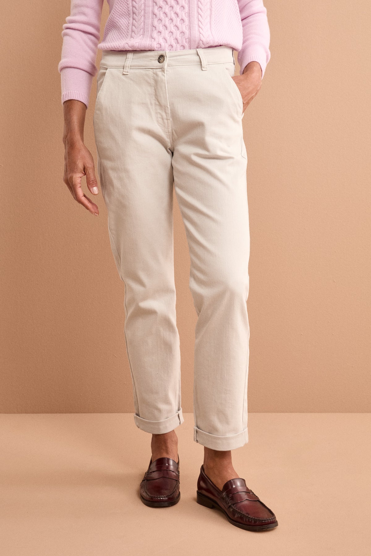 Pantalone Slim Fit in Cotone con Tasche America - GHIACCIO