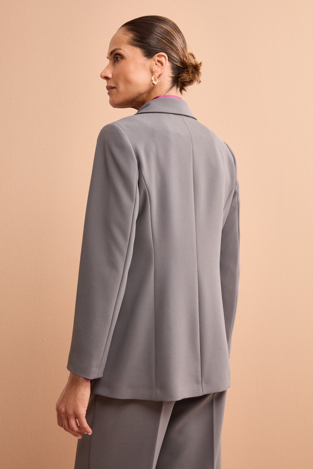Double-Breasted Crepe Jacket - Lead grey