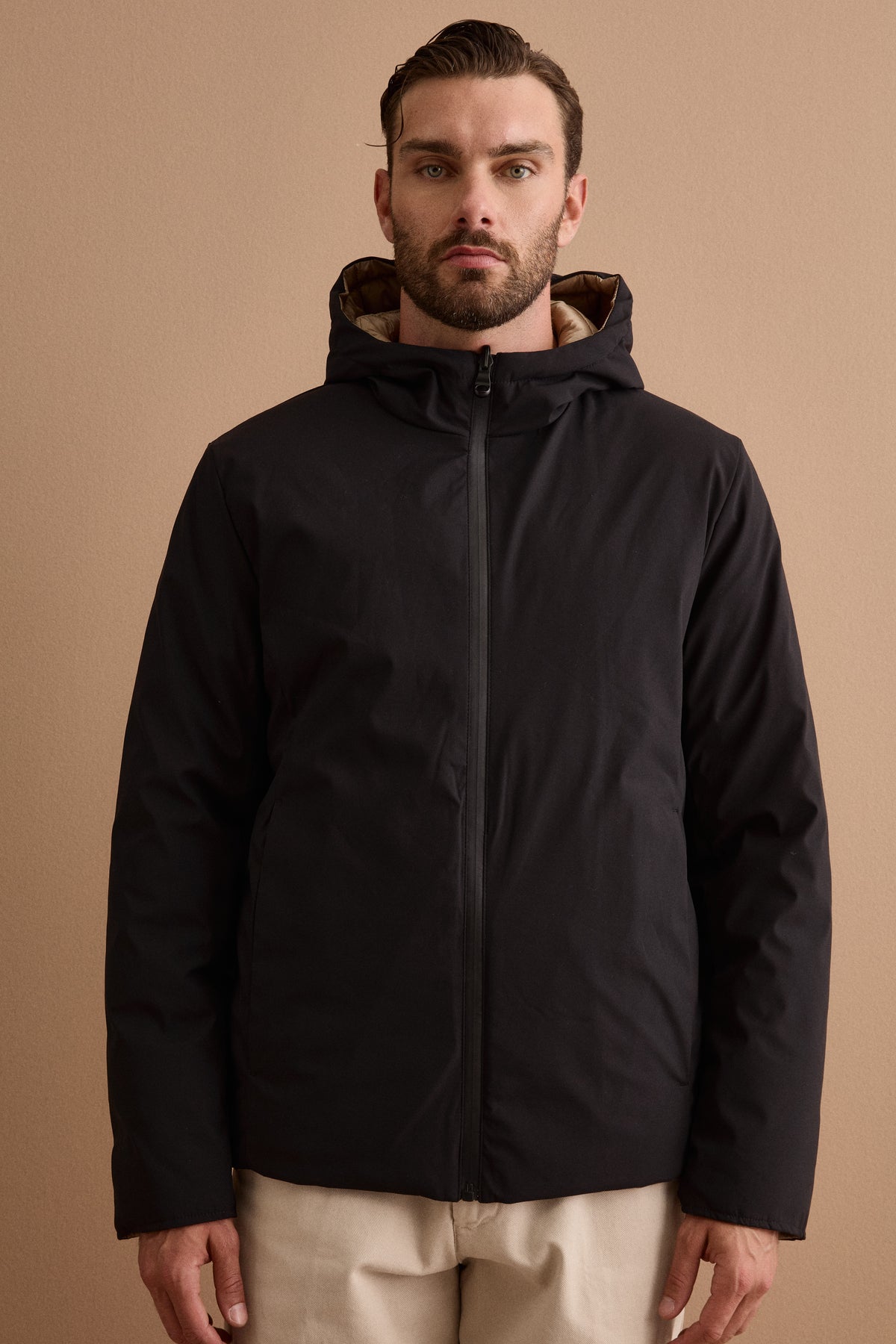 Herren-Wendejacke mit Steppung - SCHWARZ