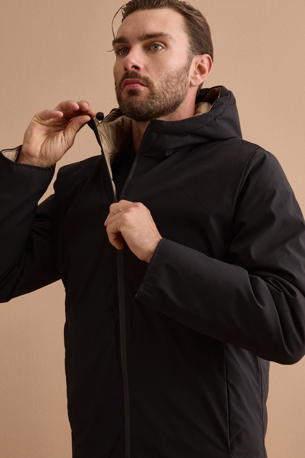 Herren-Wendejacke mit Steppung - SCHWARZ