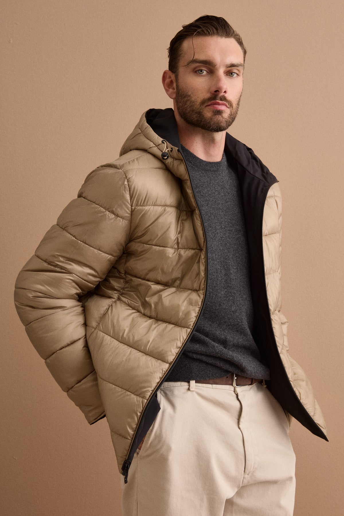 Herren-Wendejacke mit Steppung - SCHWARZ