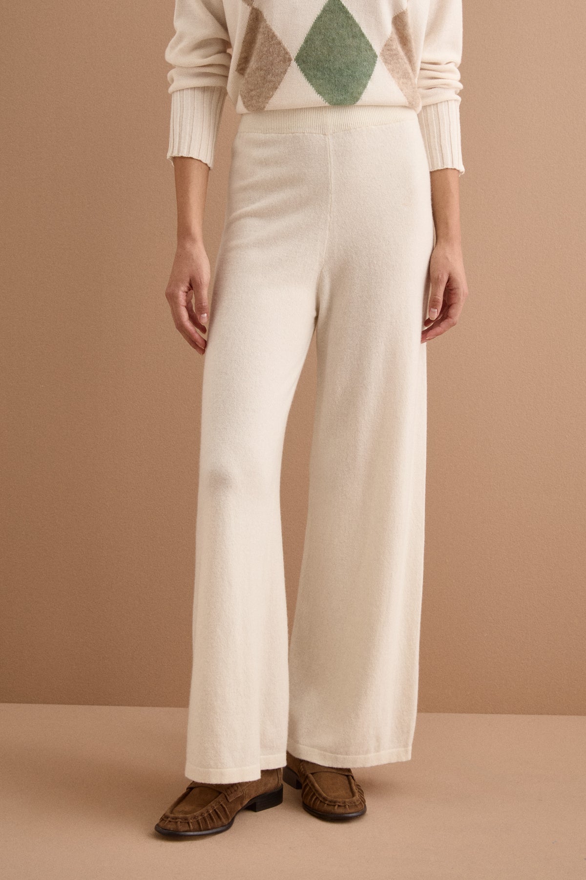 Pantalone Lana e Cashmere in Maglia - BIANCO