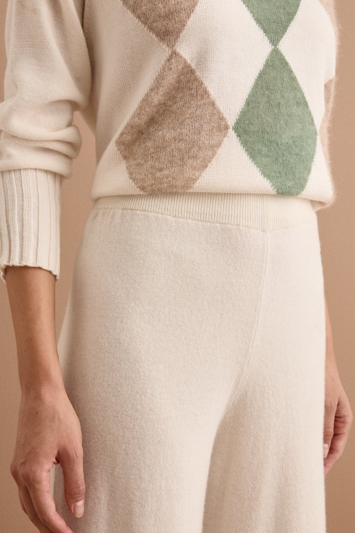 Pantalone Lana e Cashmere in Maglia - BIANCO