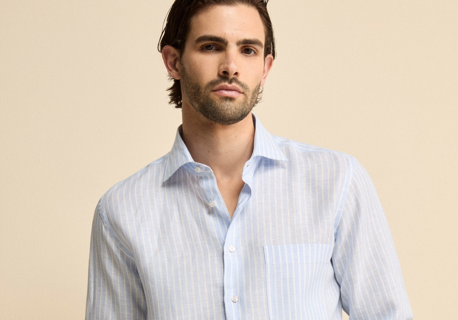 Camicia lino uomo a righe