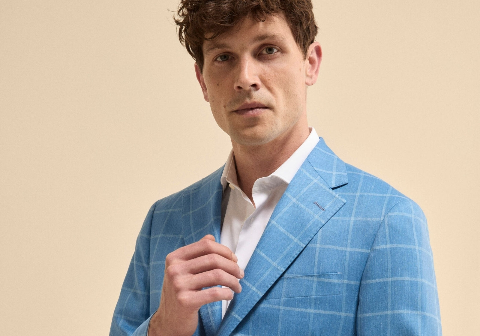 Giacca monopetto da uomo Check azzurra