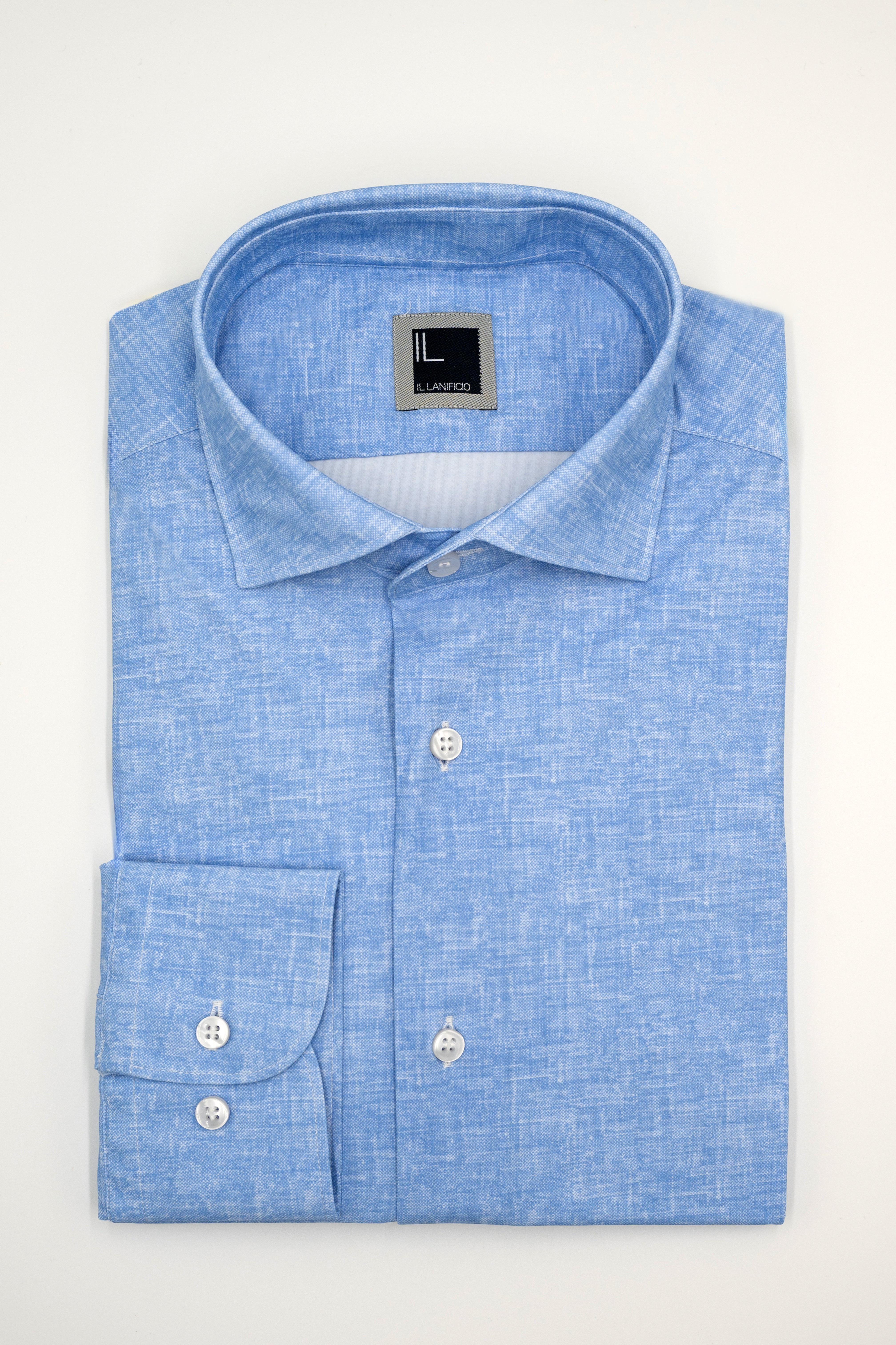 Camicia Slim Fit in Tessuto Tecnico - AZZURRO