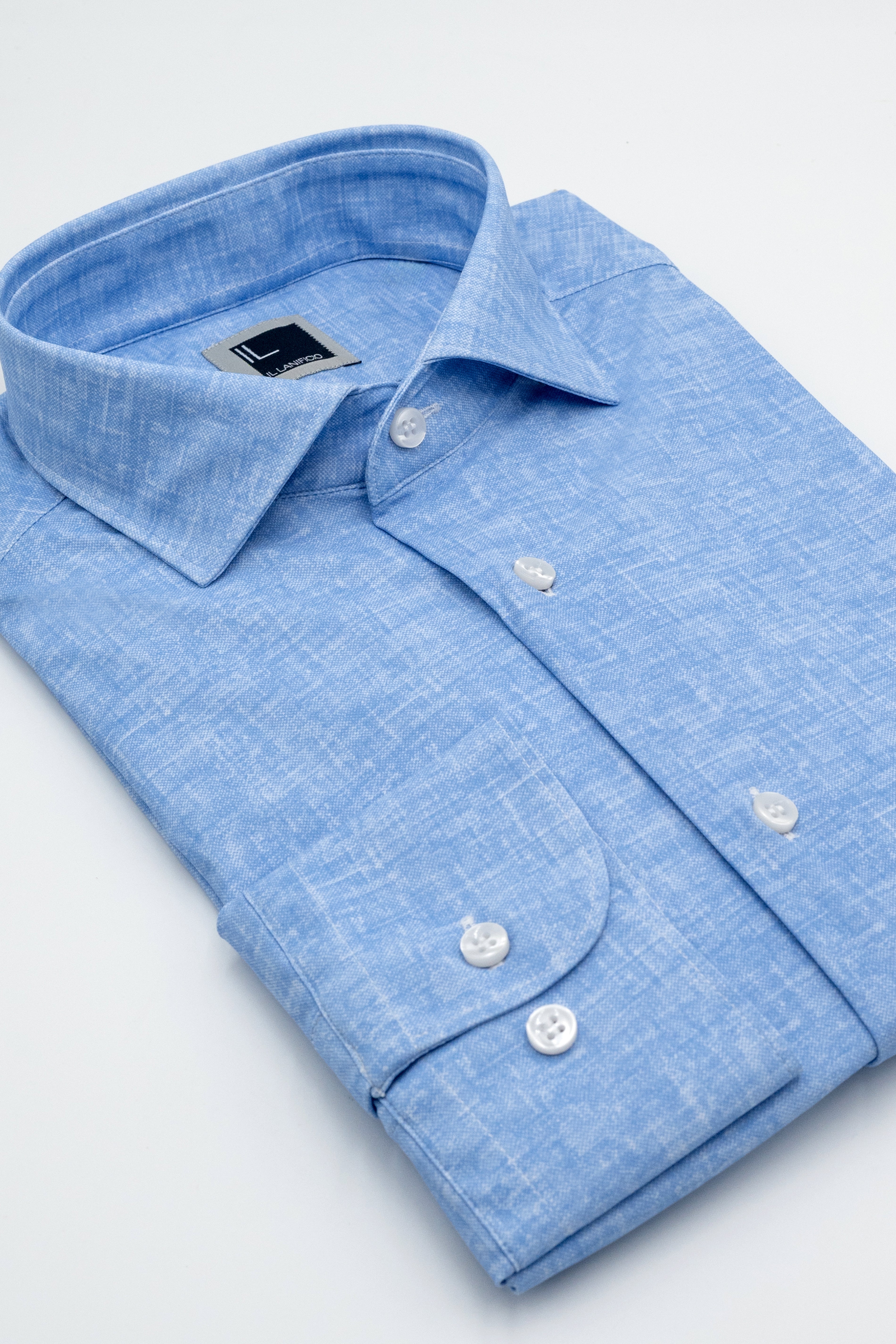 Camicia Slim Fit in Tessuto Tecnico - AZZURRO