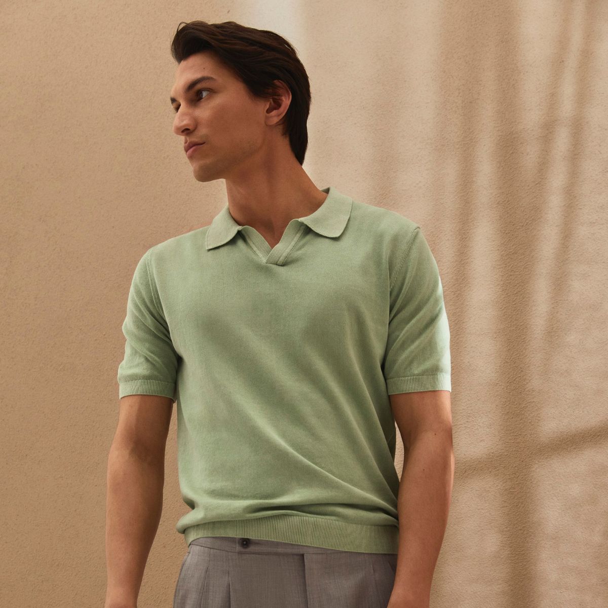 Polo in maglia verde da uomo