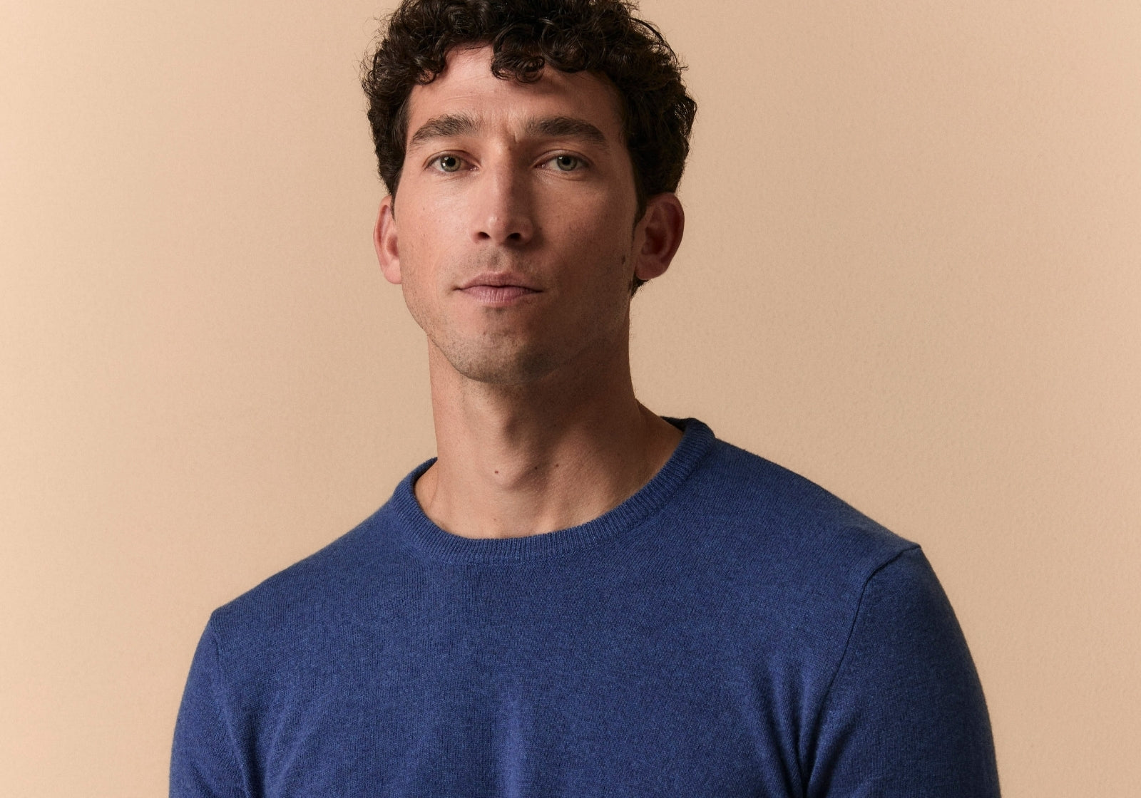 Maglia in lana da uomo girocollo blu