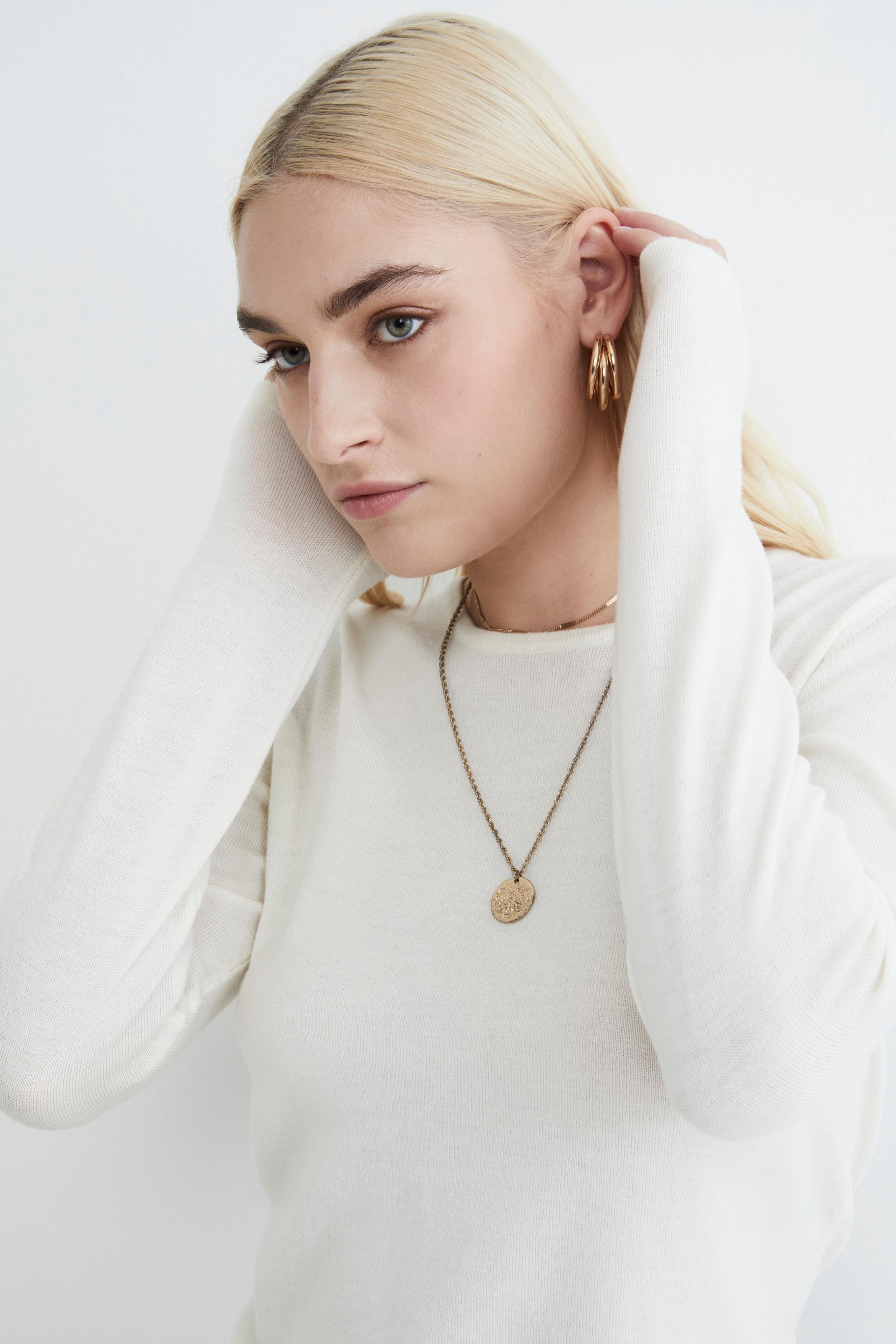 Pullover girocollo in lana - ECRU