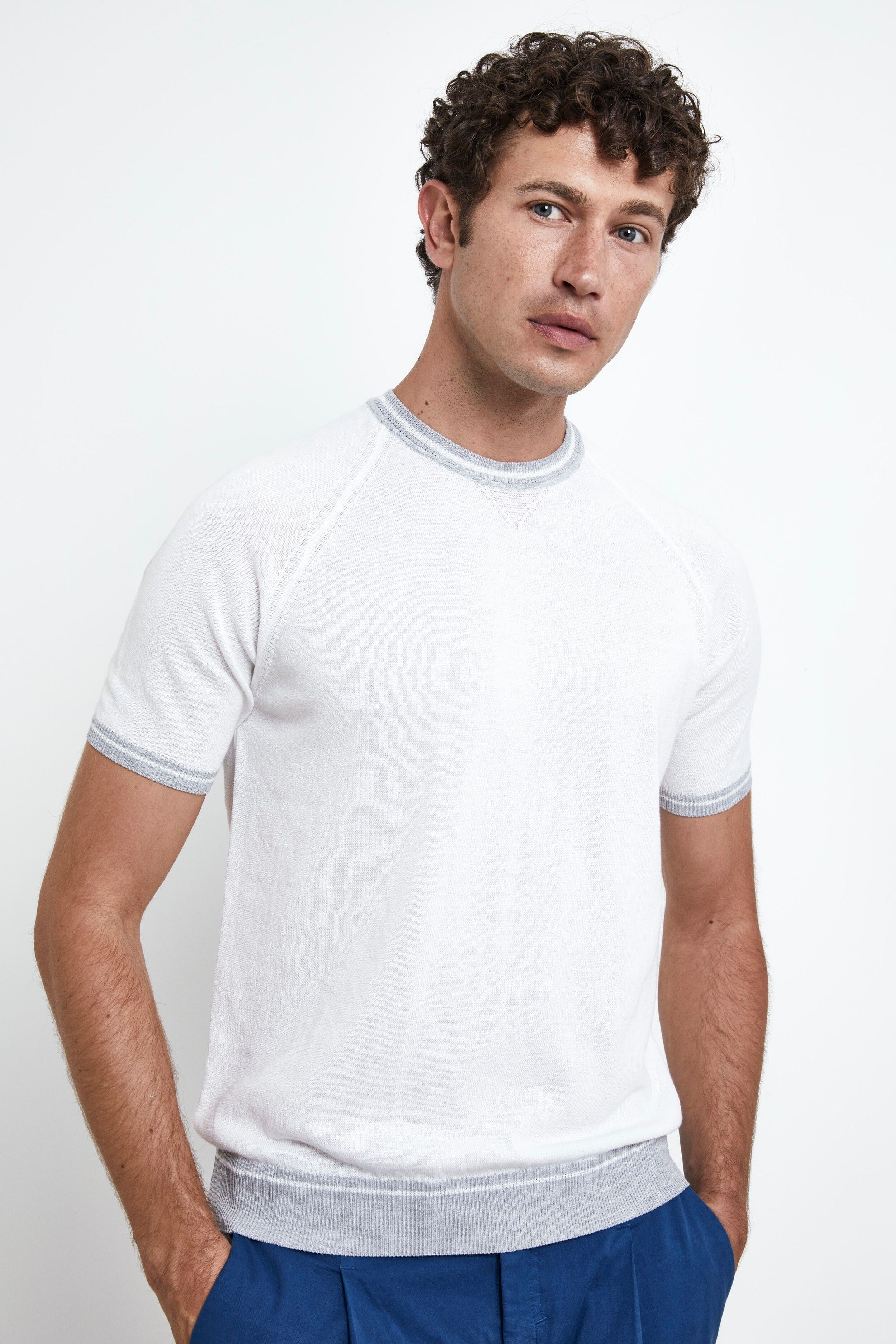 T-shirt in Maglia di Cotone - BIANCO