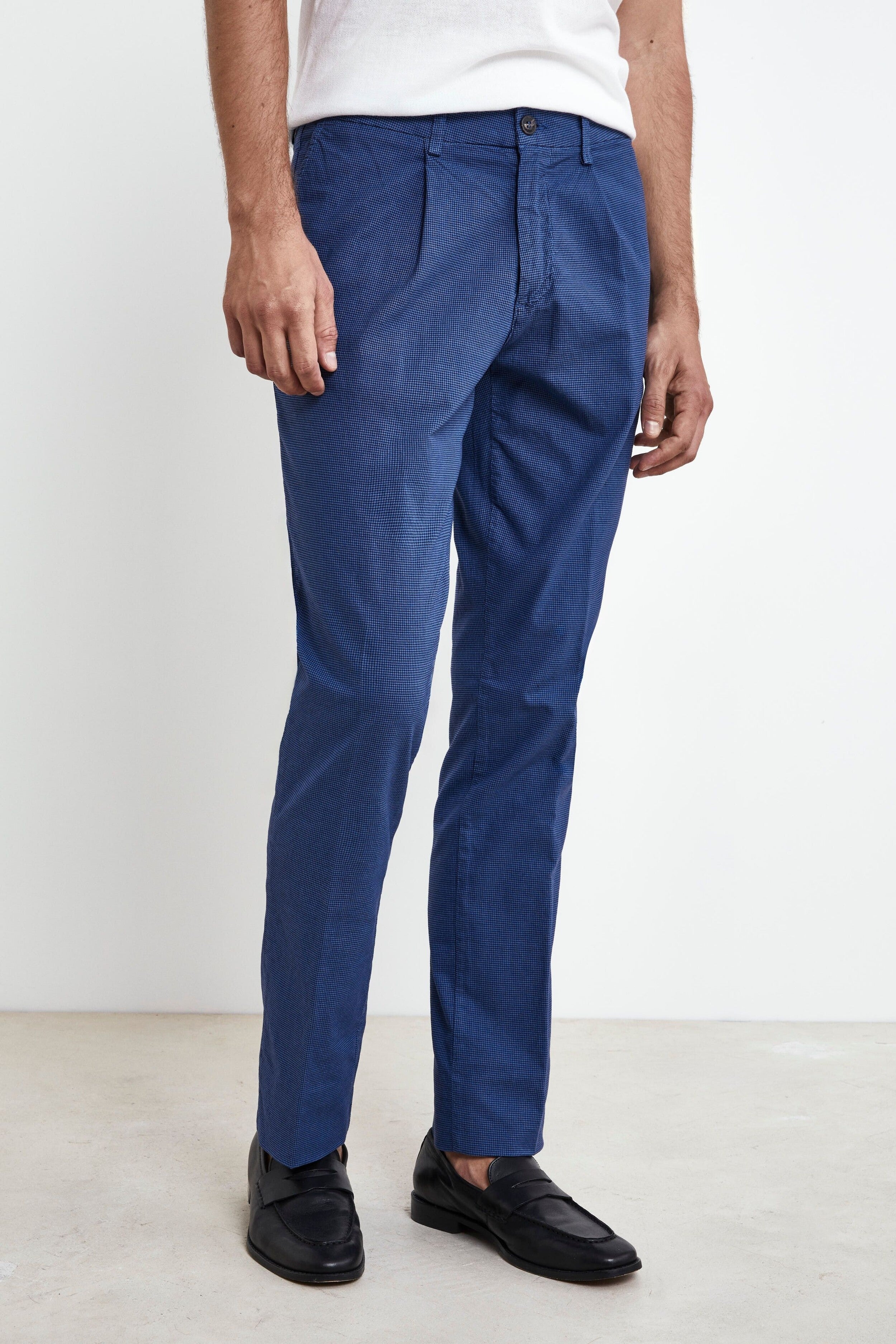 Pantalone fantasia in cotone - BLU APERTO
