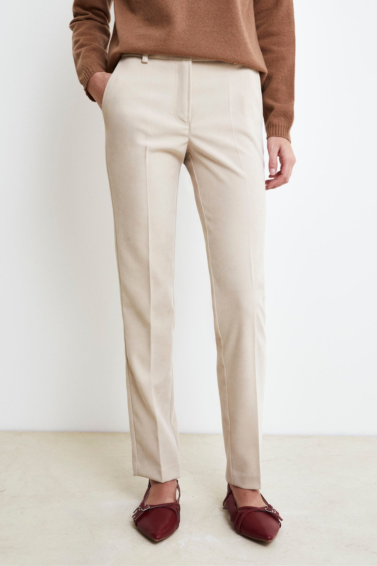 Pantaloni sigaretta in Velluto - AVORIO