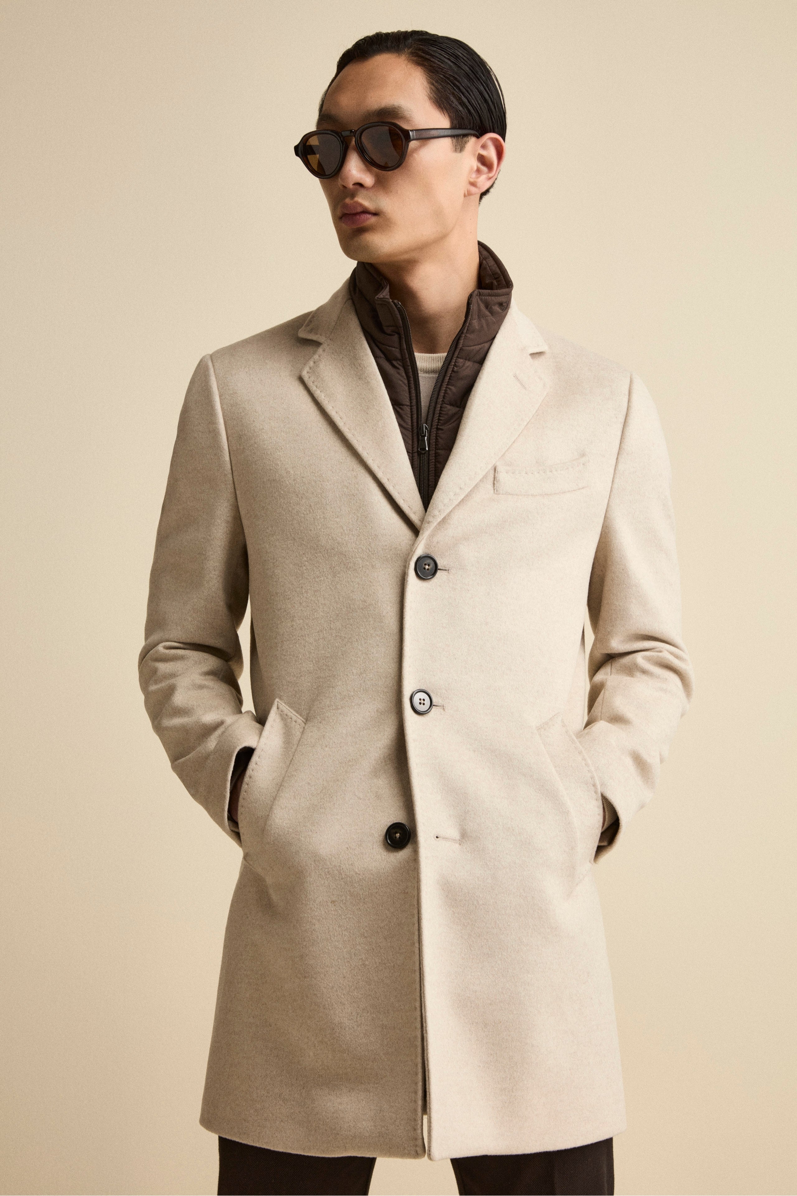 Wool and cashmere coat - BEIGE