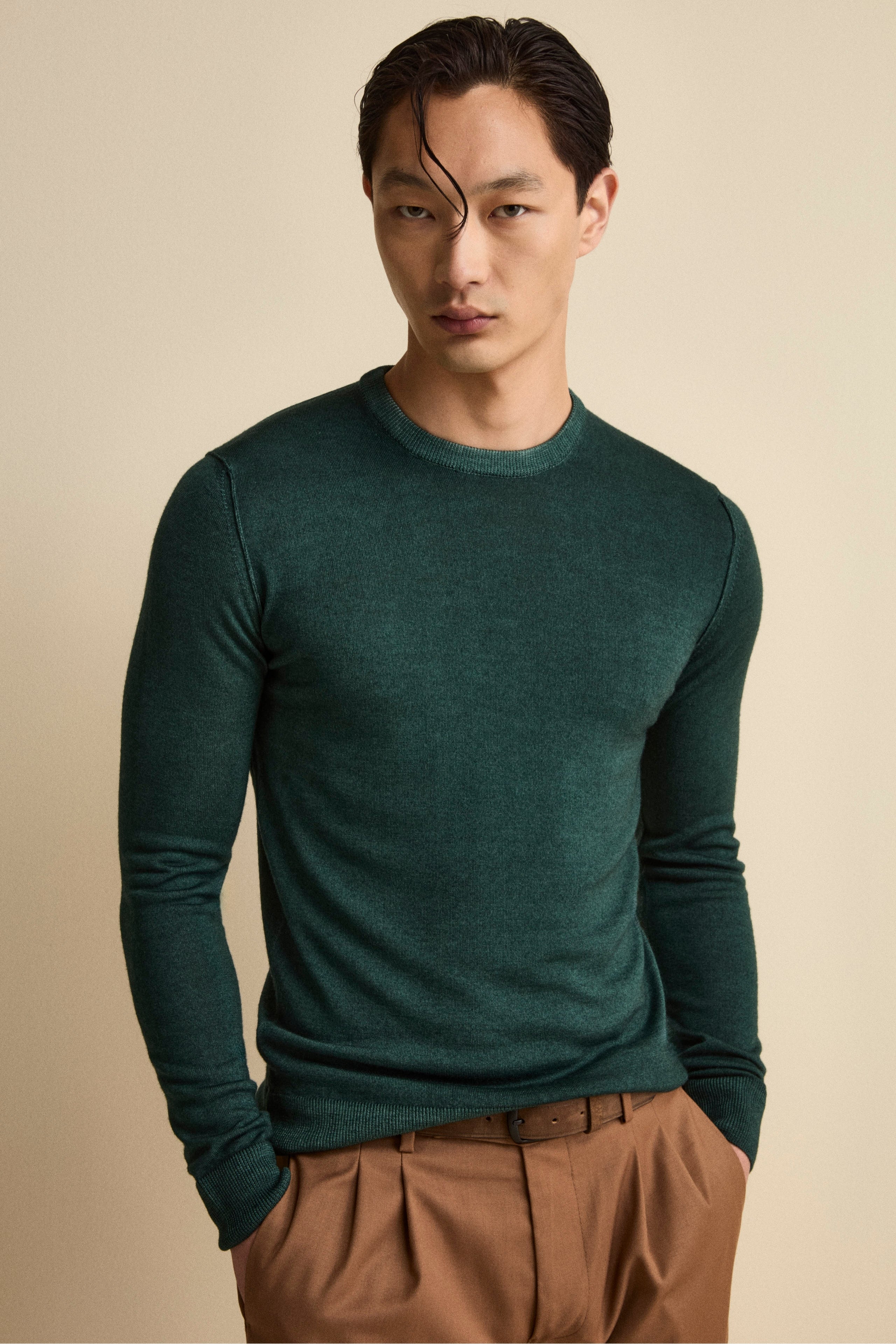 Extrafine Merino Wool Crew Neck - Petroleum