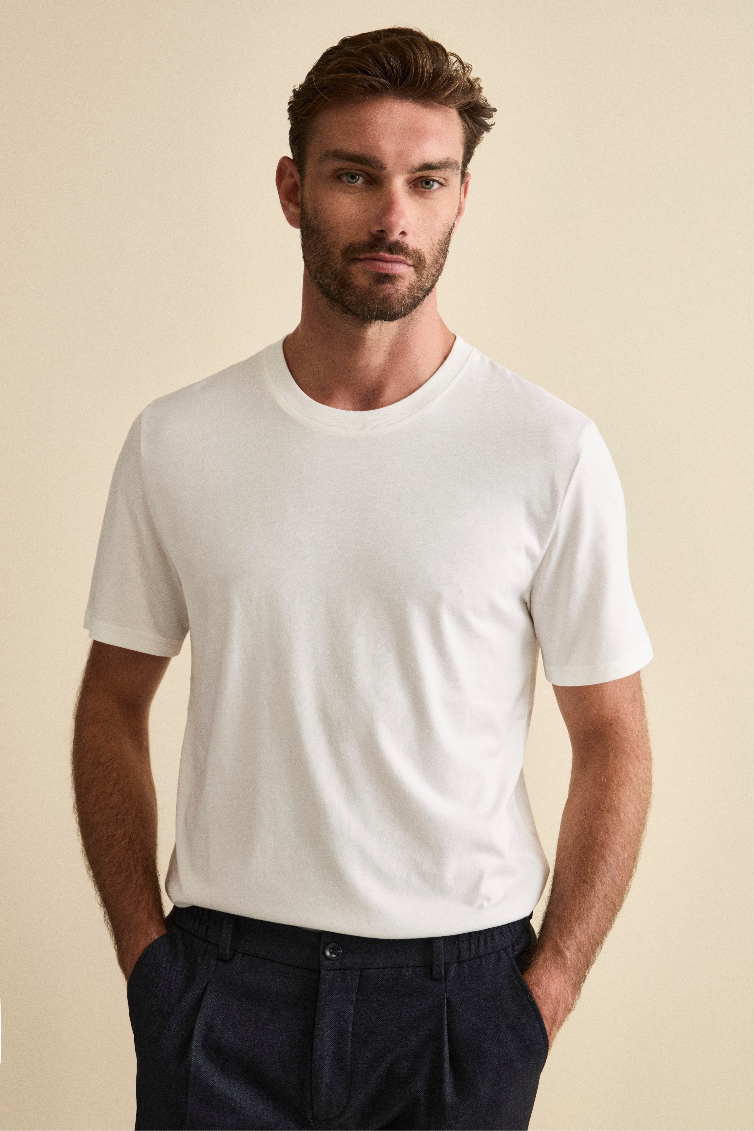 Cotton-Bamboo Blend T-Shirt - WHITE