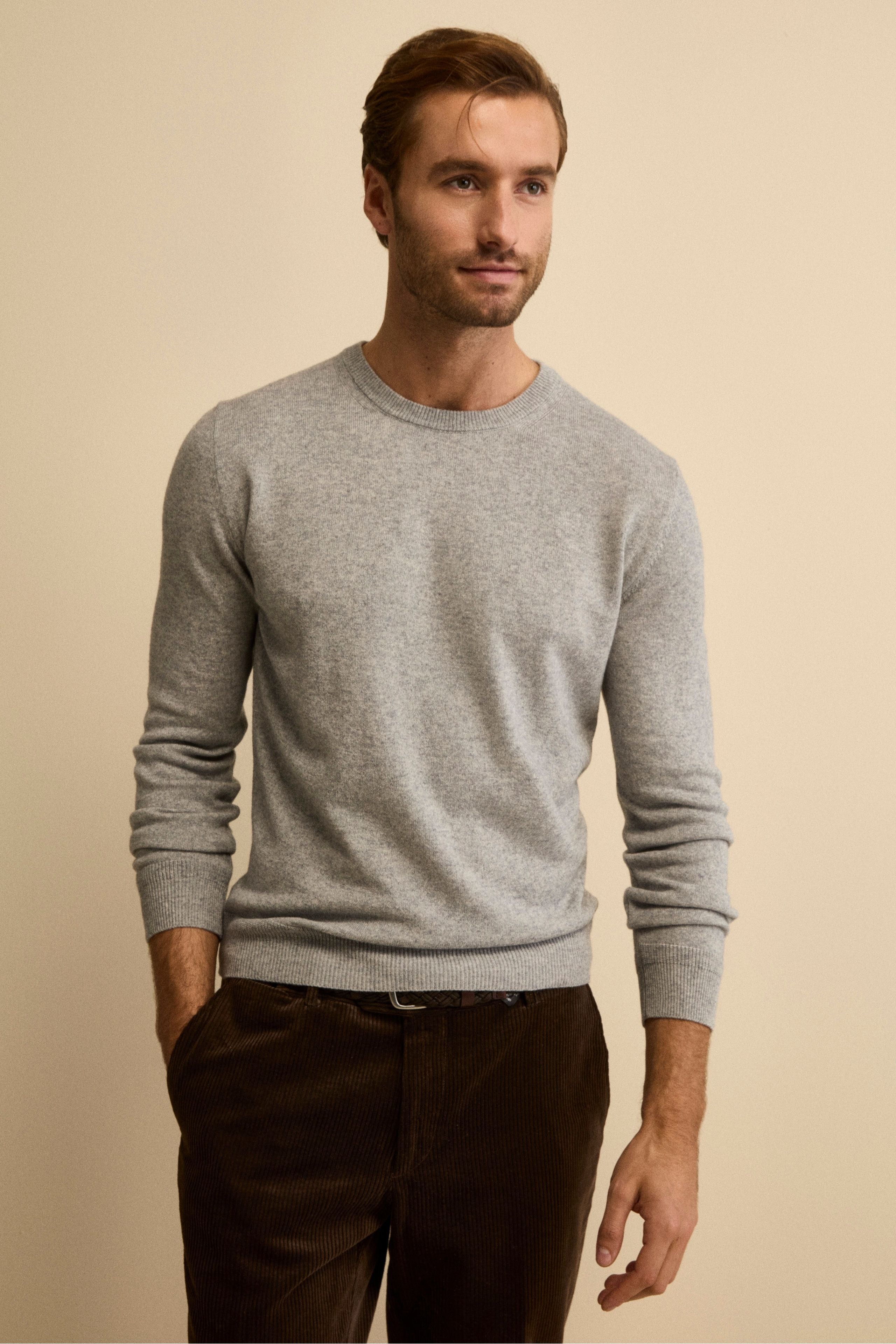 Cashmere and silk crew neck - Grey melange